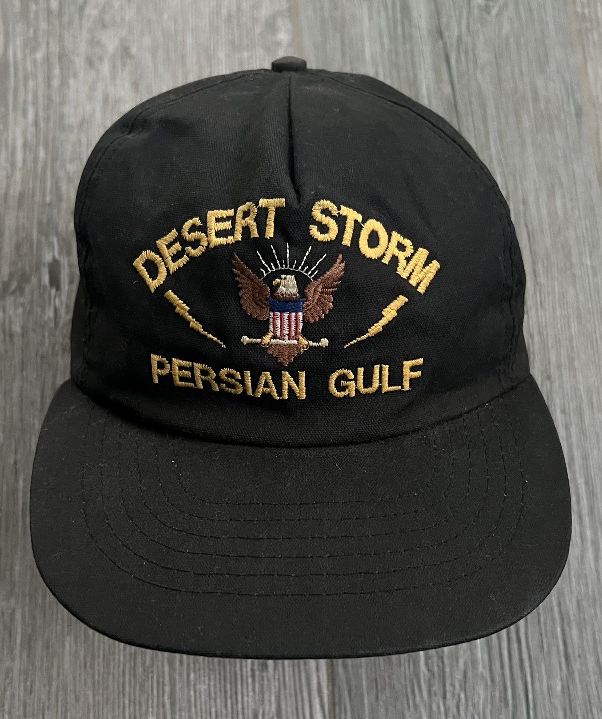 Vintage 1990s Desert Storm Persian Gulf Embroidered Black Snapback Size ONE SIZE - 5 Thumbnail