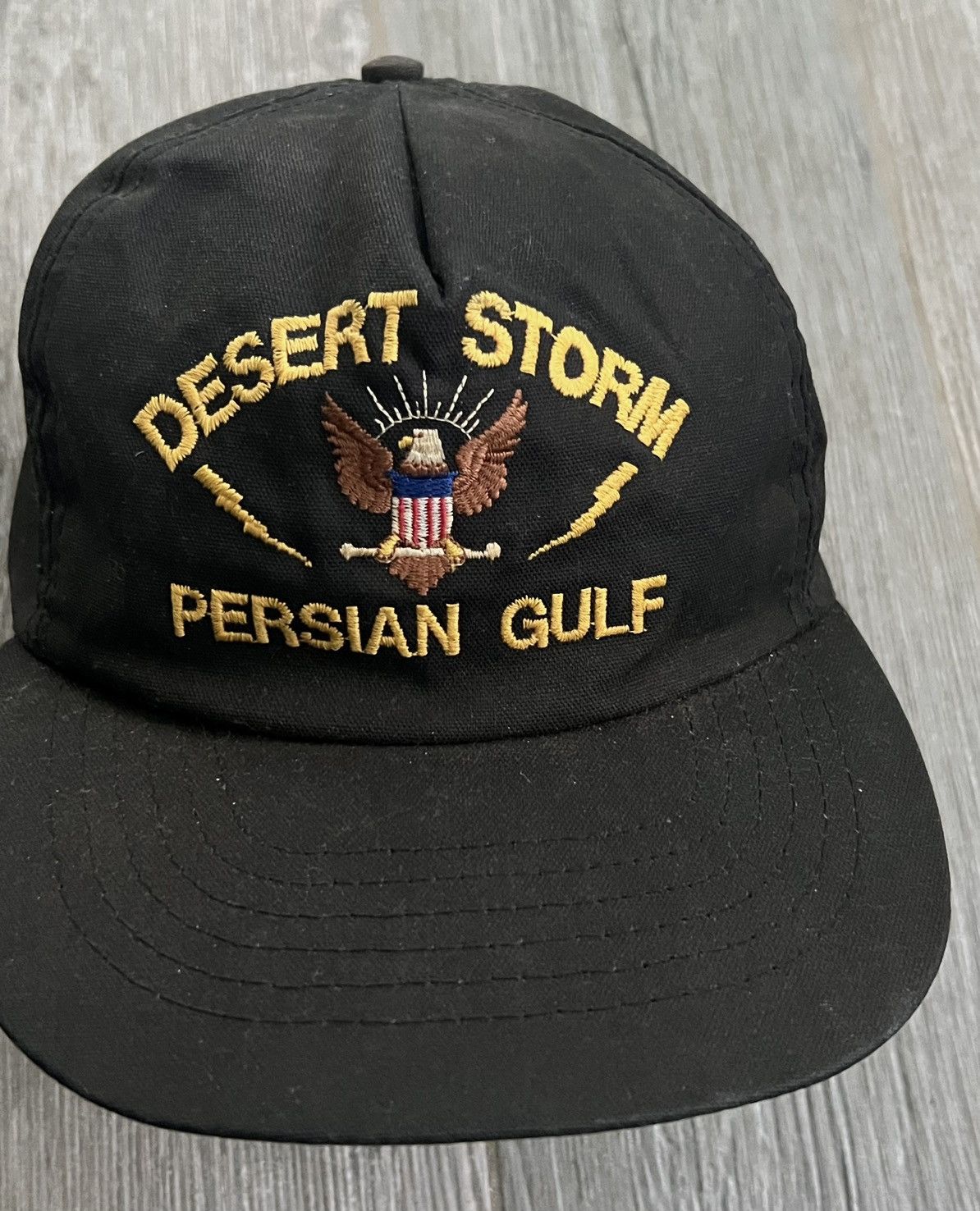 Vintage 1990s Desert Storm Persian Gulf Embroidered Black Snapback Size ONE SIZE - 4 Thumbnail