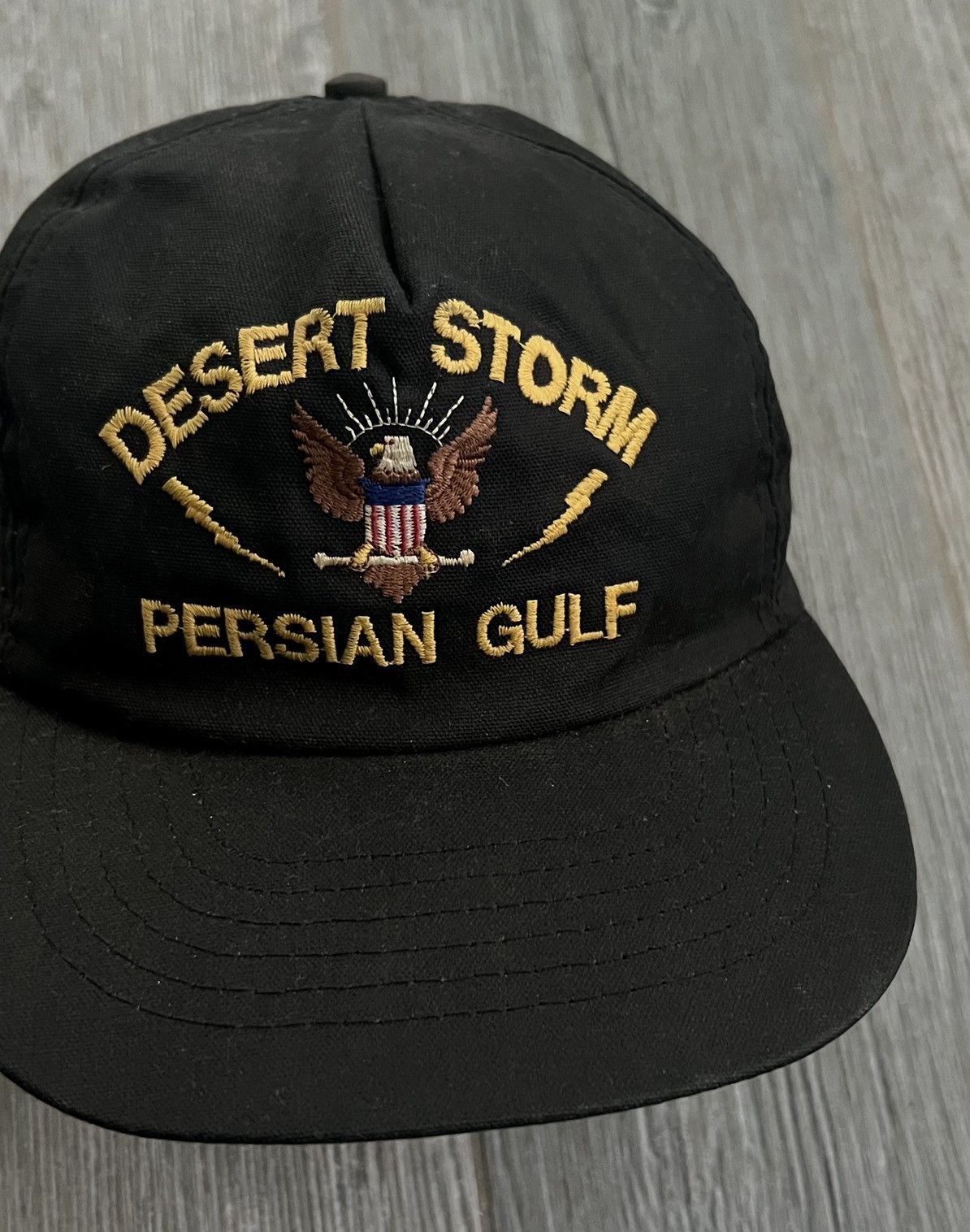 1990s Desert Storm Persian Gulf Embroidered Black Snapback