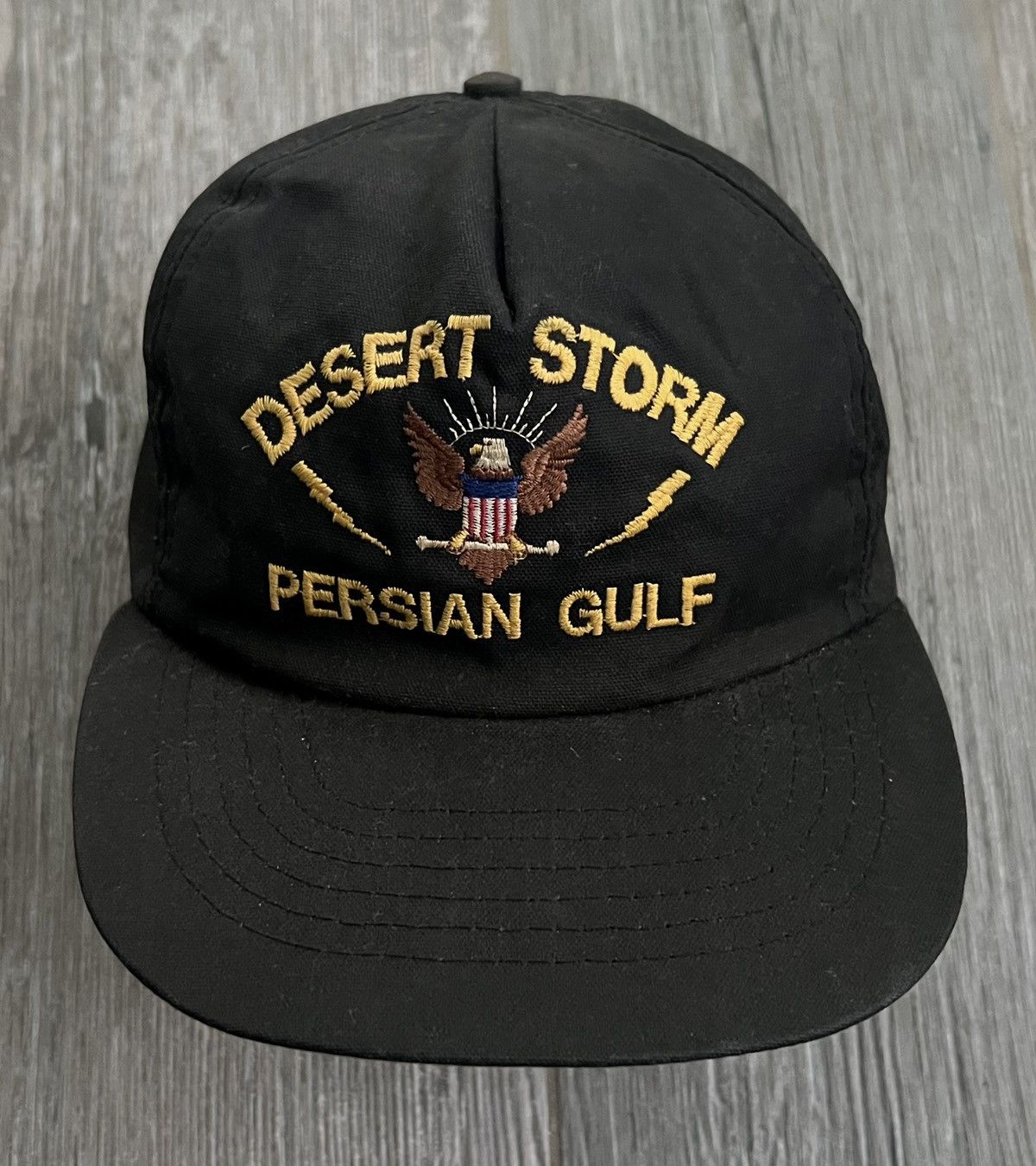 Vintage 1990s Desert Storm Persian Gulf Embroidered Black Snapback Size ONE SIZE - 2 Thumbnail