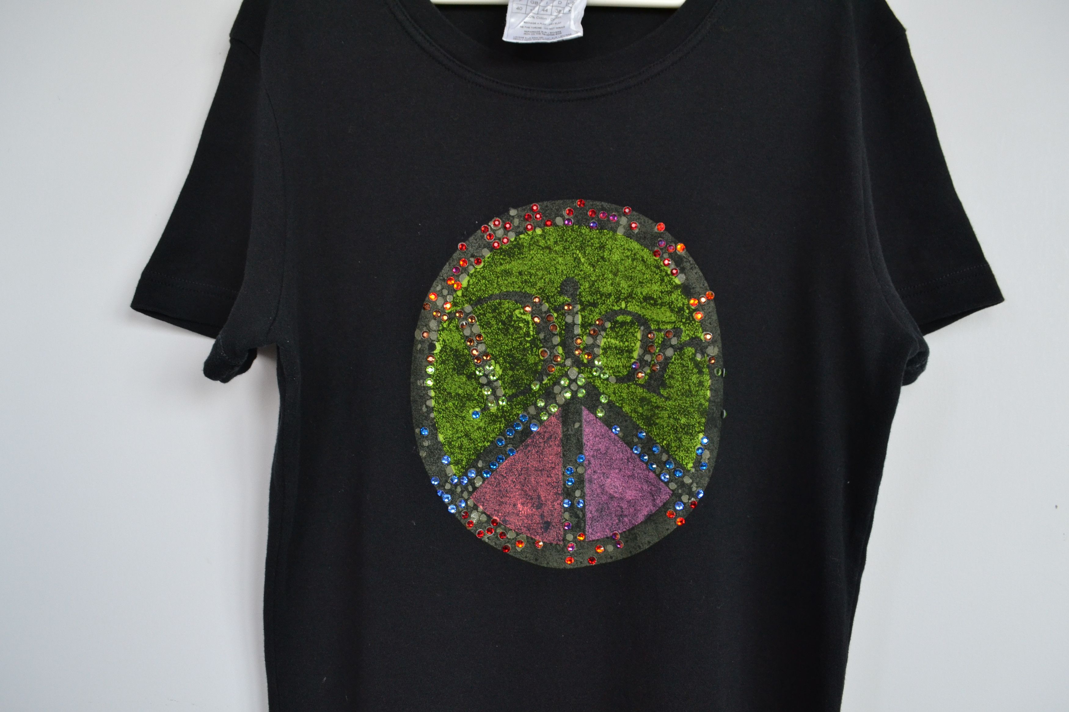 Dior DIOR T Shirt Vintage Logo Black Peace Crystal Vintage Size M / US 6-8 / IT 42-44 - 5 Thumbnail