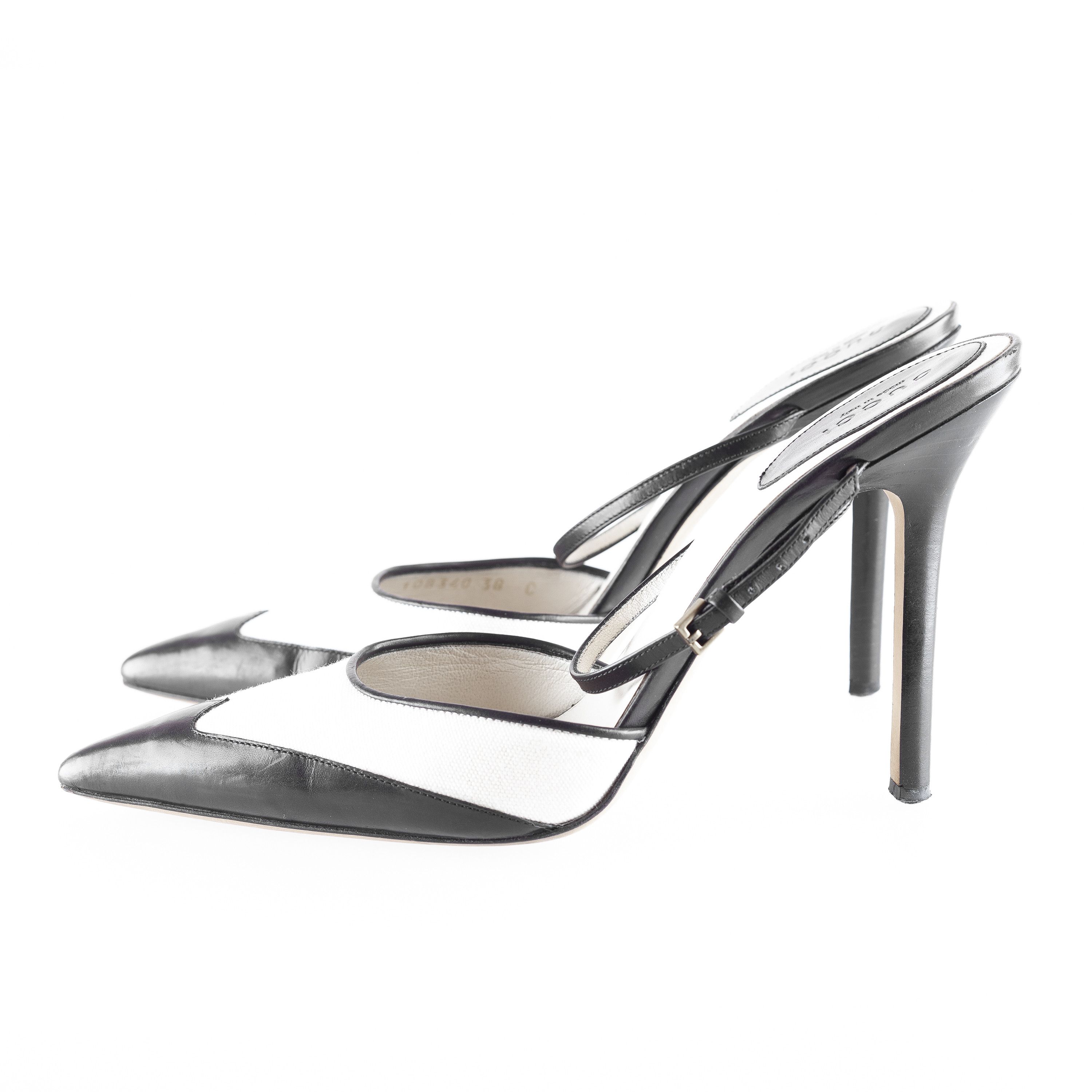Gucci Gucci B&W Ankle Strap Pointed Toe Heels. Size US 7 / IT 37 - 3 Thumbnail