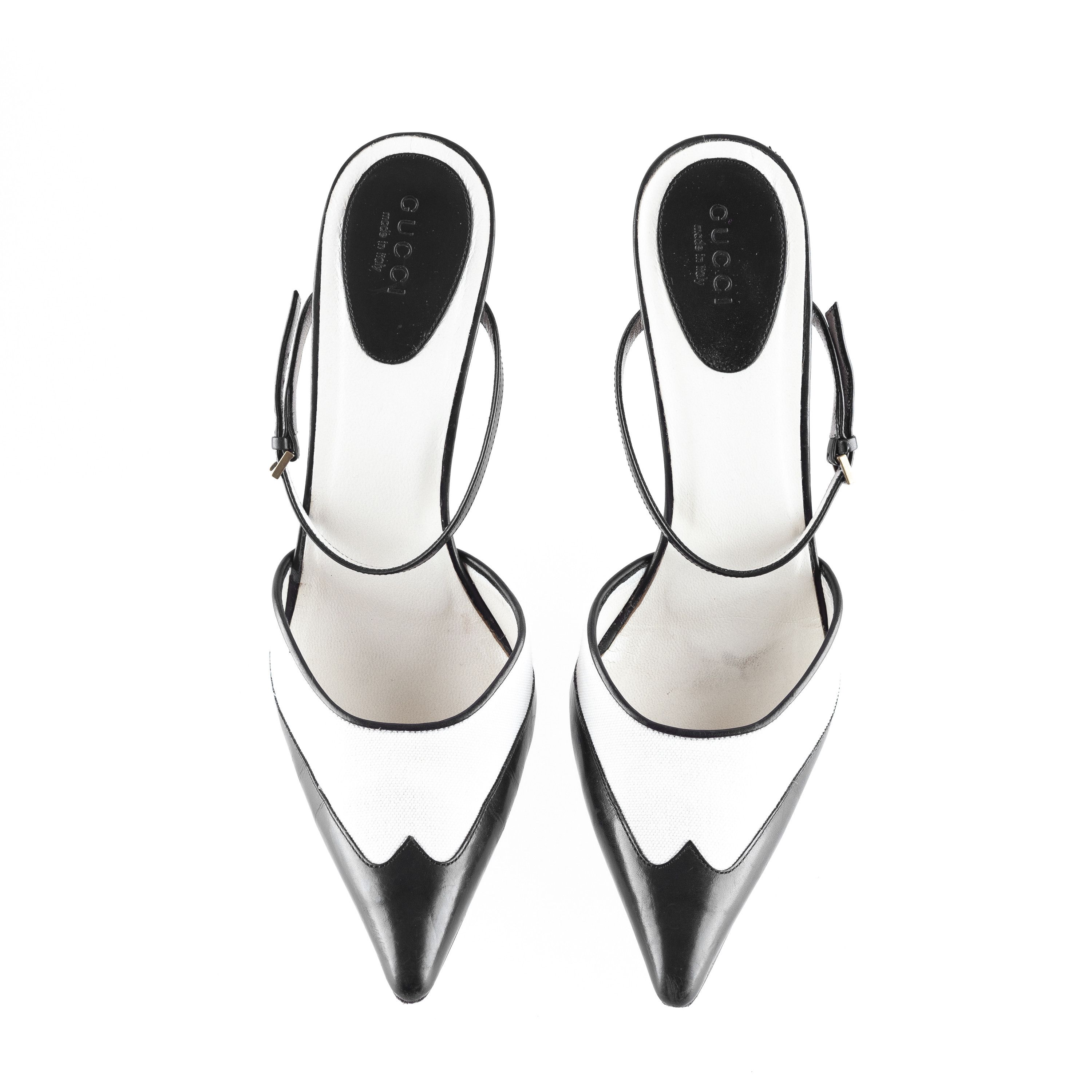 Gucci Gucci B&W Ankle Strap Pointed Toe Heels. Size US 7 / IT 37 - 2 Thumbnail