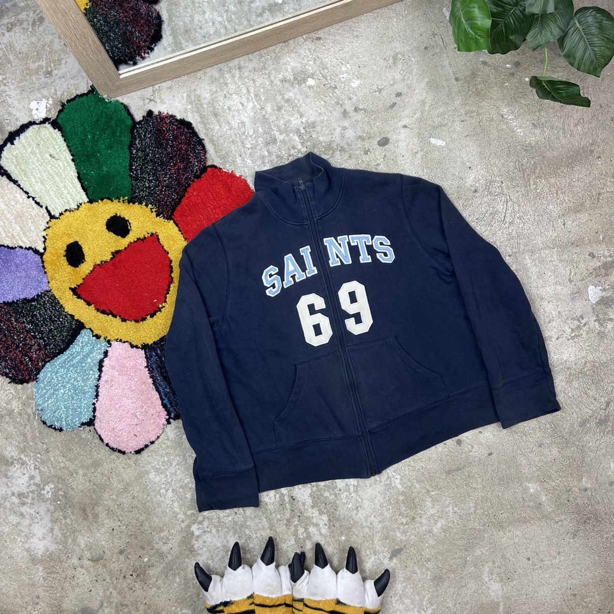 Vintage 1990s SAINTS 69 VINTAGE FADED BOXY FIT ZIP SWEATSHIRT Size US L / EU 52-54 / 3 - 2 Thumbnail