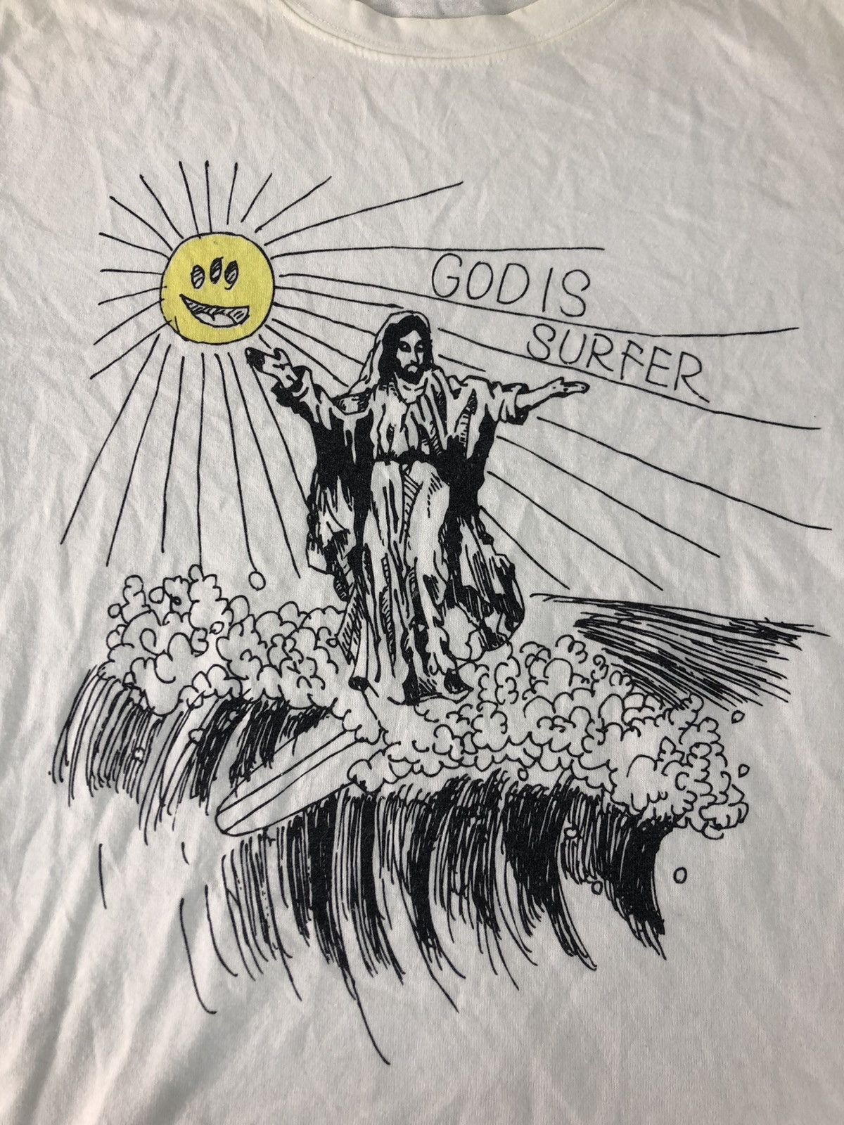 Japanese Brand × Vintage Standard Of Earth God Is Surfer Wave Jesus Big Logo Tee Size US S / EU 44-46 / 1 - 2 Thumbnail