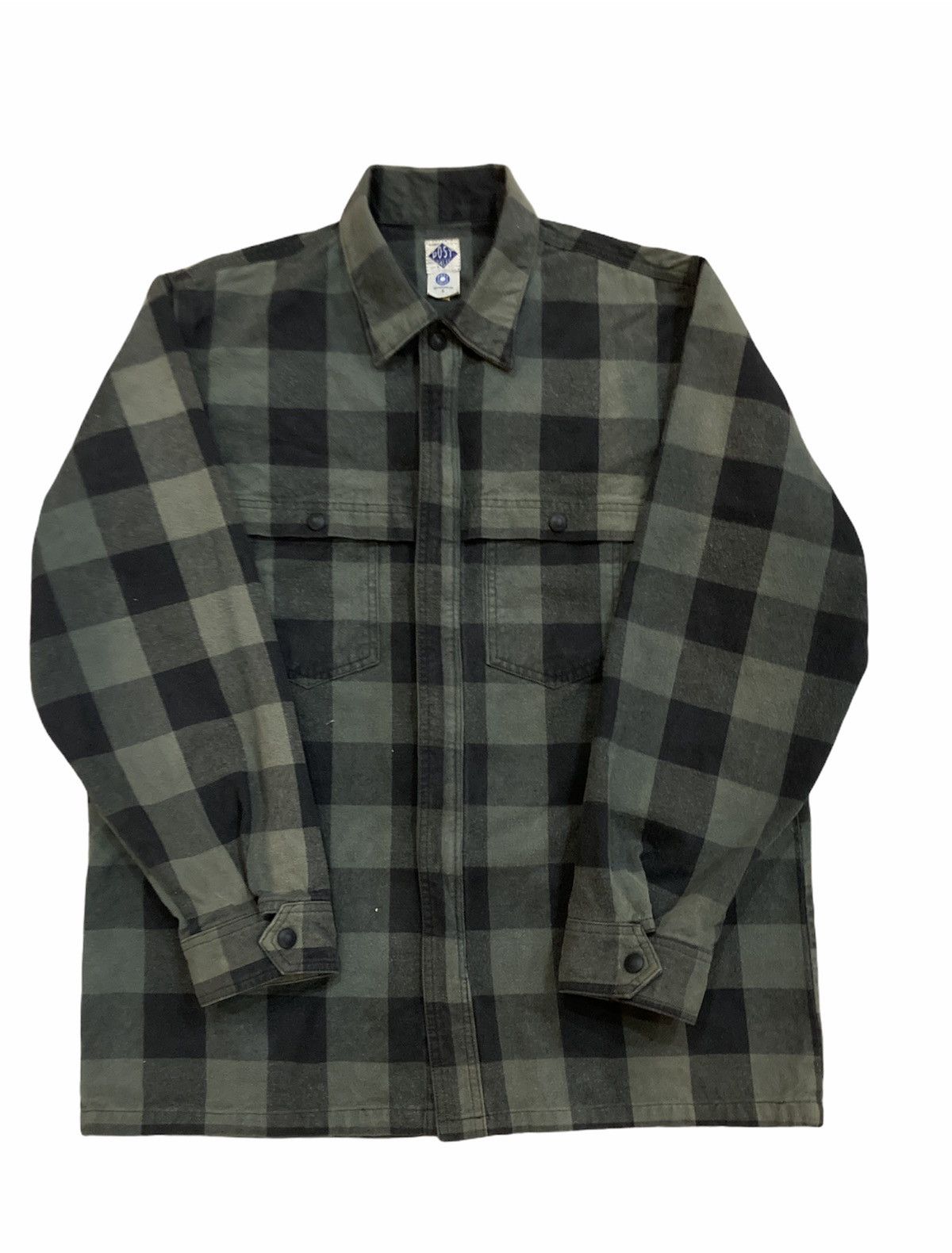 Post Overalls Check Plaid Workers Zipper Jacket