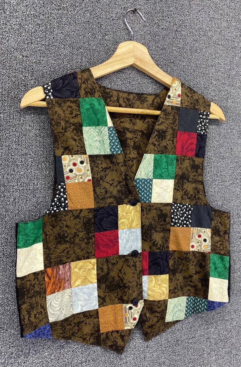 Japanese Brand Vintage Patchwork Multicolour Casual Vest Size M / US 6-8 / IT 42-44 - 2 Thumbnail