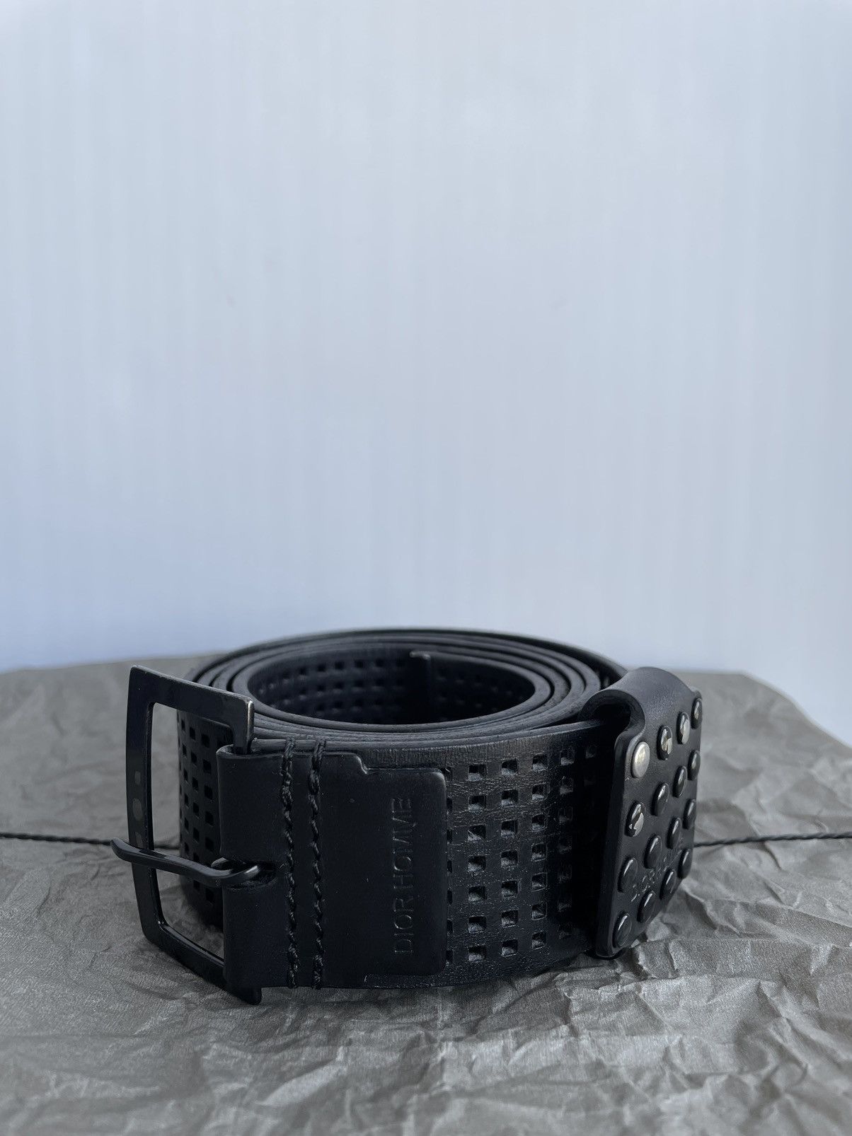 Dior Dior Perforated Studded “Luster” Punk Belt by Hedi Slimane  