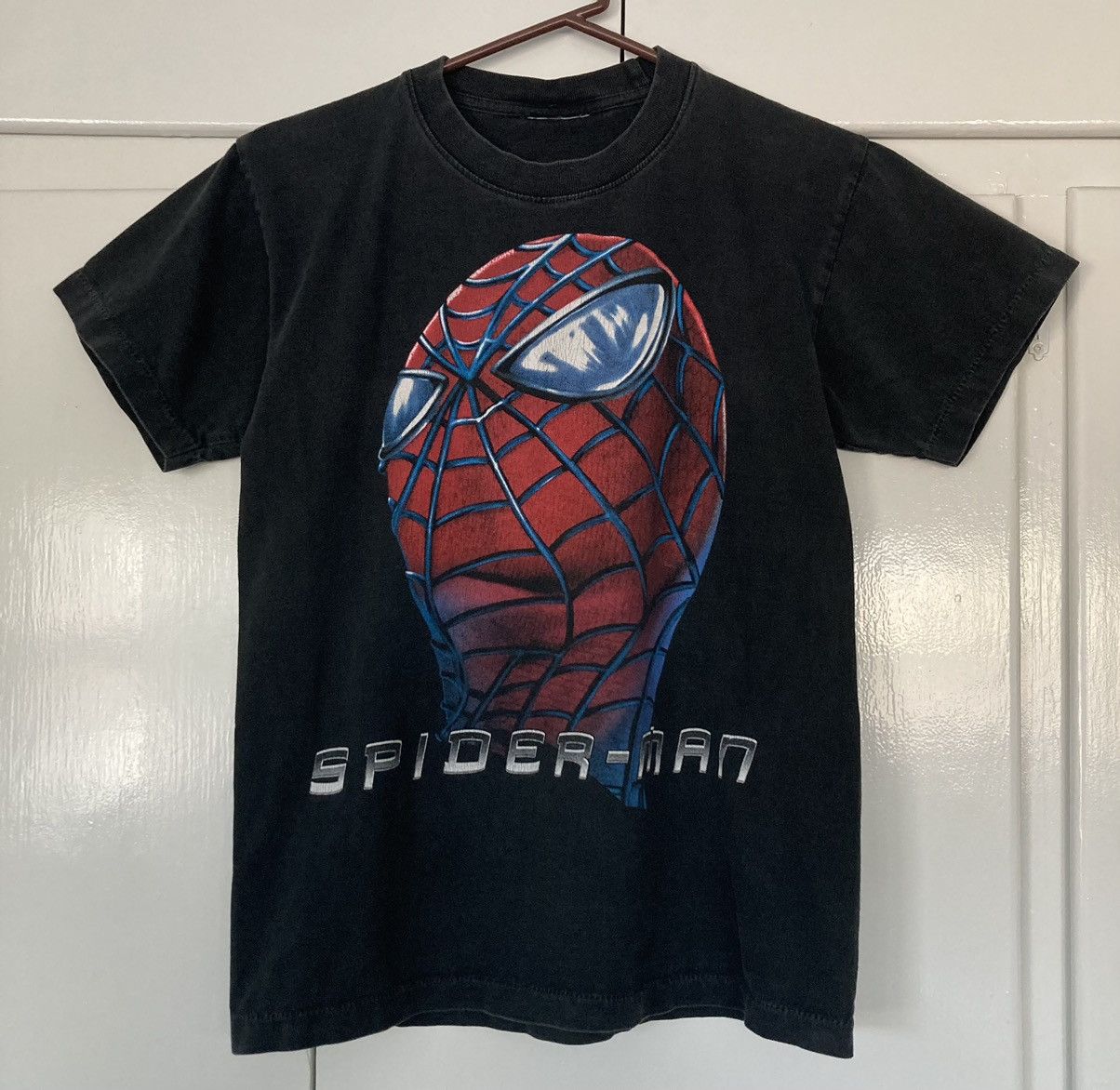 image of Spider-Man 2002 Movie Shirt Marvel Comics Vintage Y2K Promo in Black, Men's (Size Small)