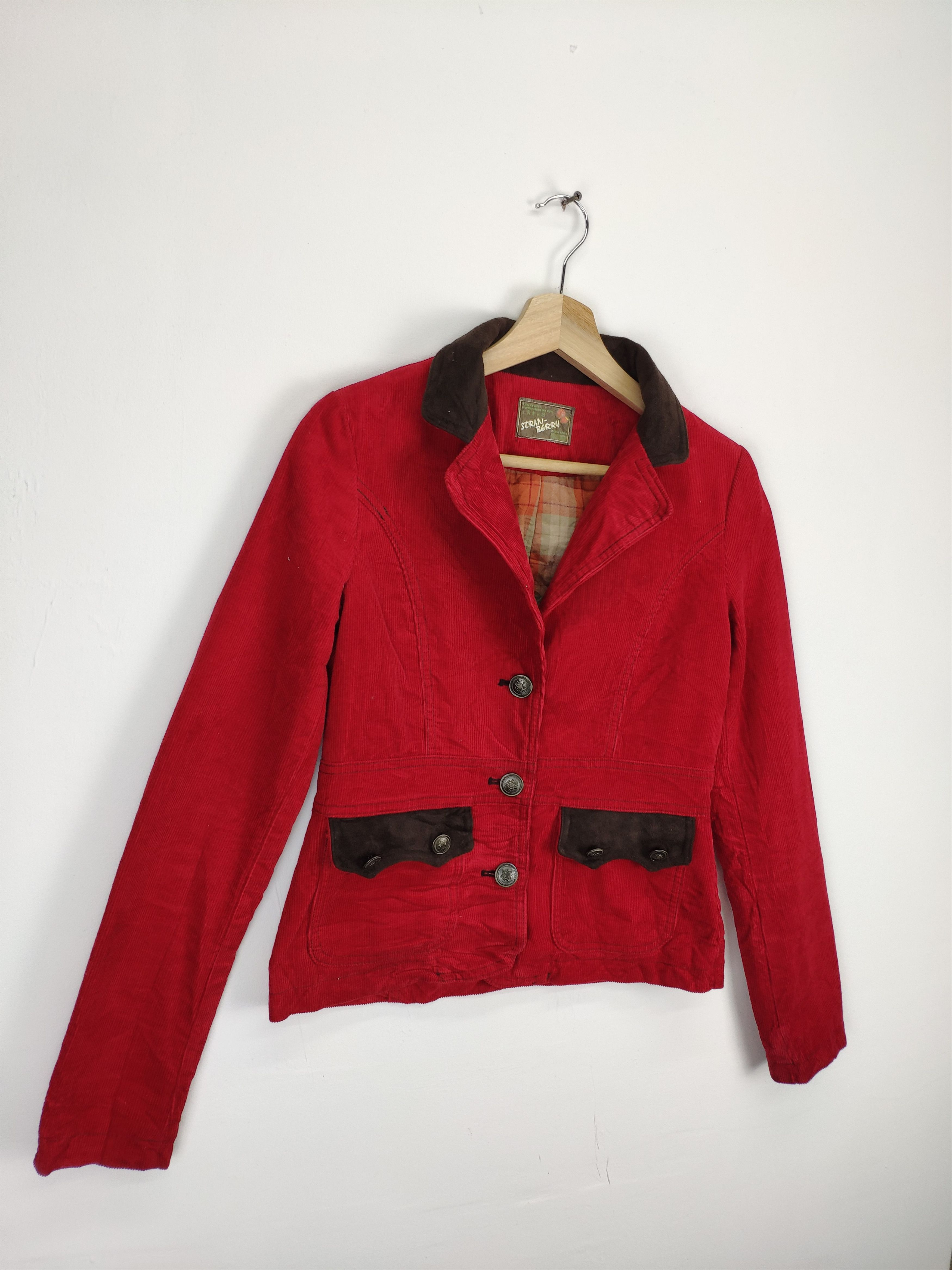 If Six Was Nine Vintage Corduroy Cropped Blazer Jacket by Strawberry Size XS / US 0-2 / IT 36-38 - 3 Thumbnail