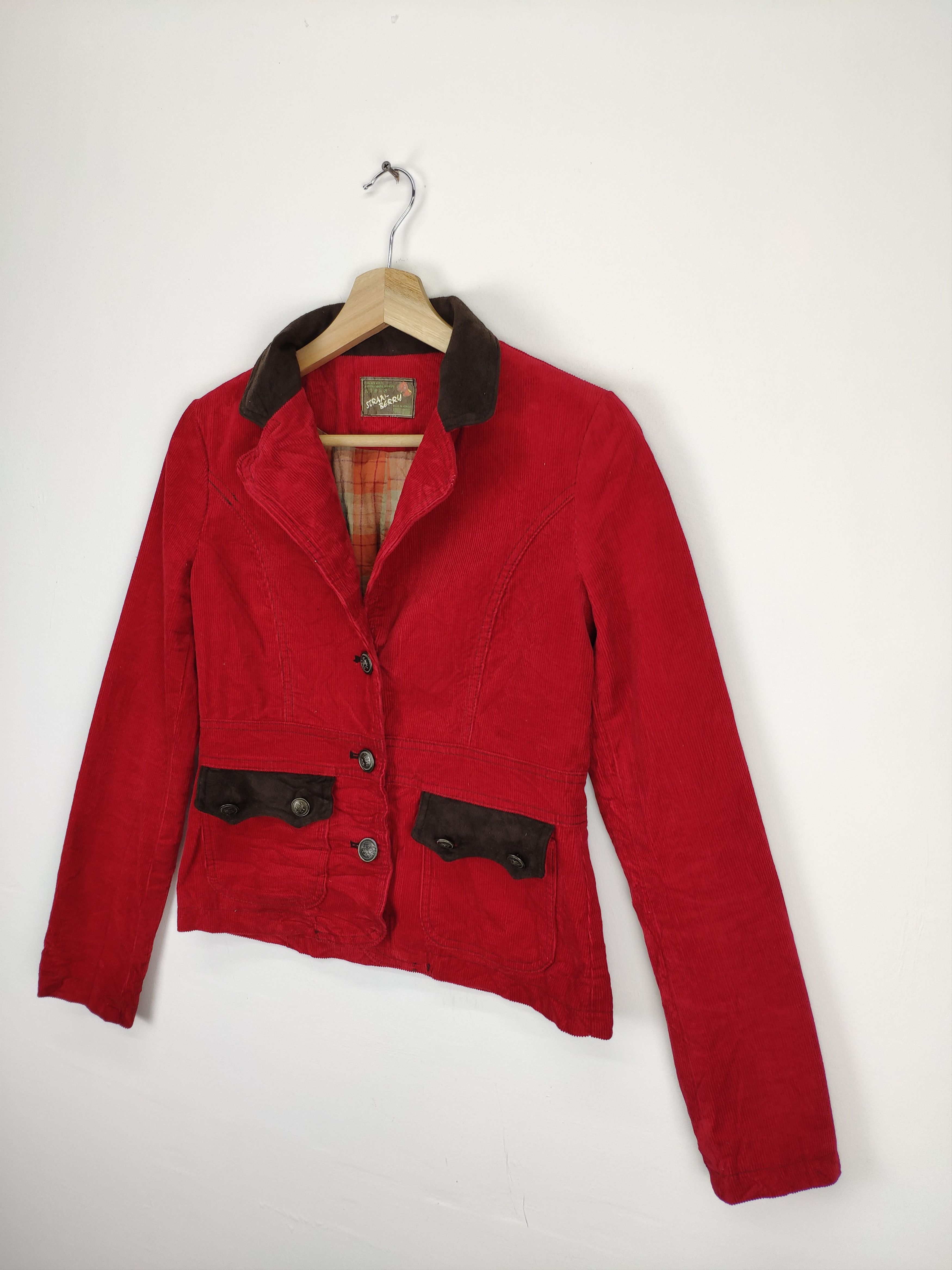 If Six Was Nine Vintage Corduroy Cropped Blazer Jacket by Strawberry Size XS / US 0-2 / IT 36-38 - 2 Thumbnail