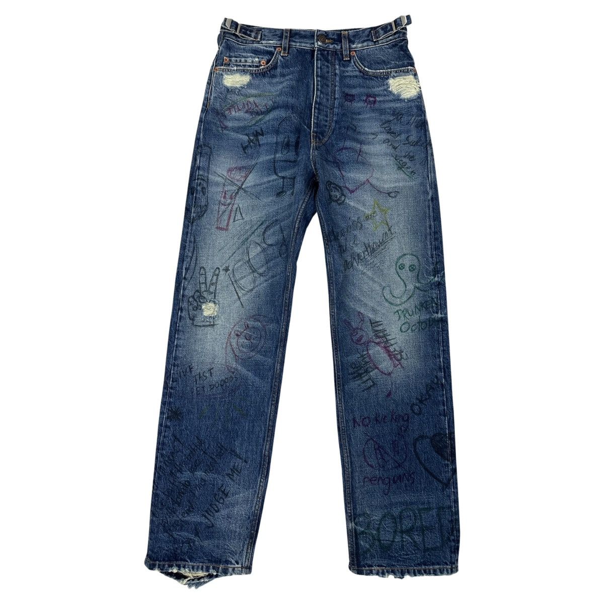 Image of Balenciaga Aw 22 Scribble Denim in Blue, Men's (Size 36)