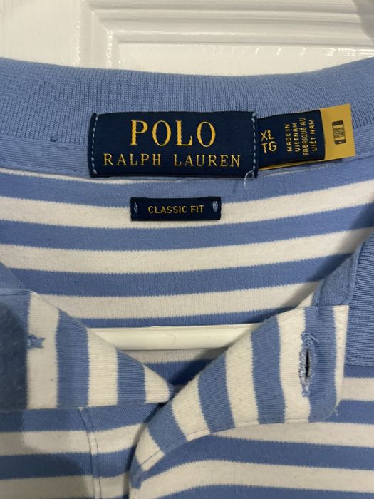 Ralph Lauren Blue and white striped polo | Grailed