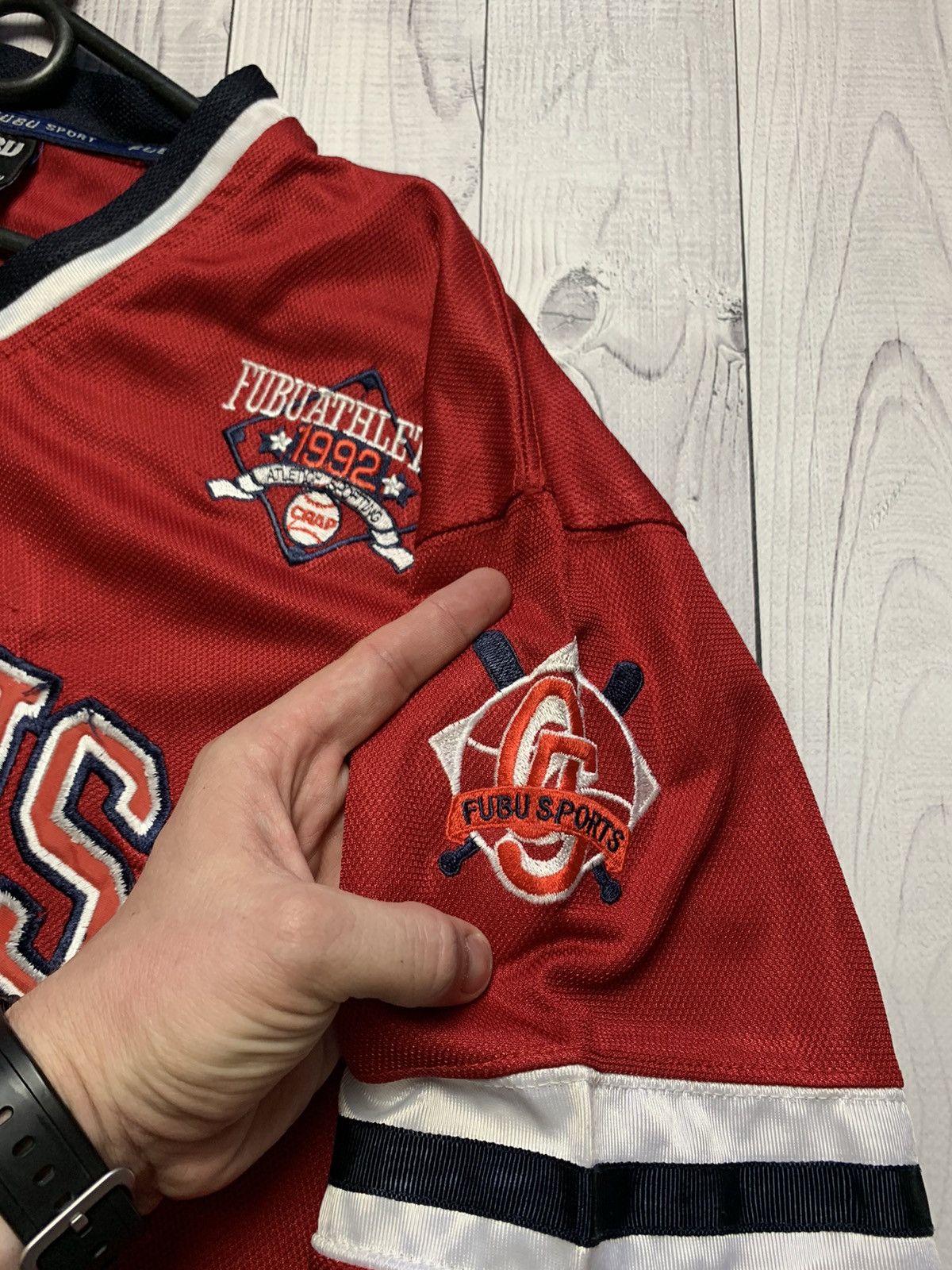 Fubu × Vintage Vintage jersey FUBU Queens size XL red rare Size US XL / EU 56 / 4 - 5 Thumbnail