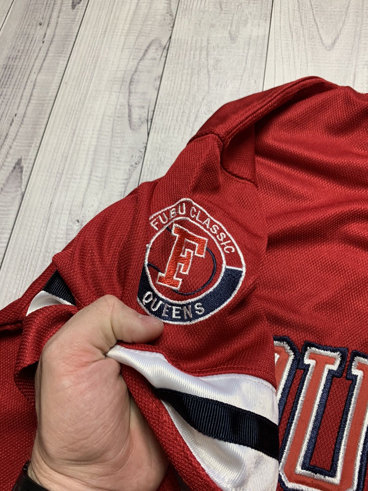 Fubu × Vintage Vintage jersey FUBU Queens size XL red rare Size US XL / EU 56 / 4 - 6 Thumbnail