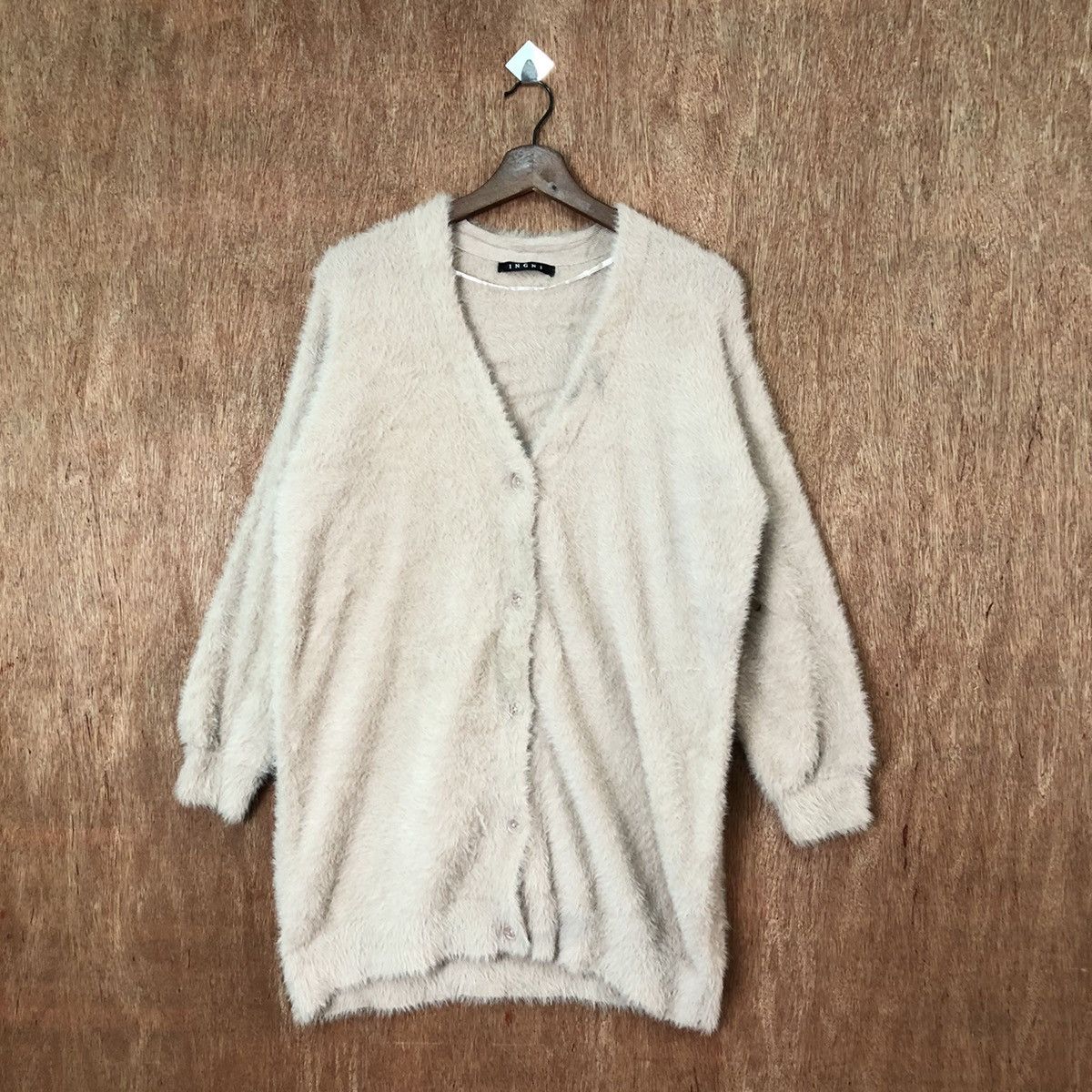 Japanese Brand Ingni Brown Shagy Shaggy soft Fur Mohair Cardigan #6435 Size US M / EU 48-50 / 2 - 1 Thumbnail