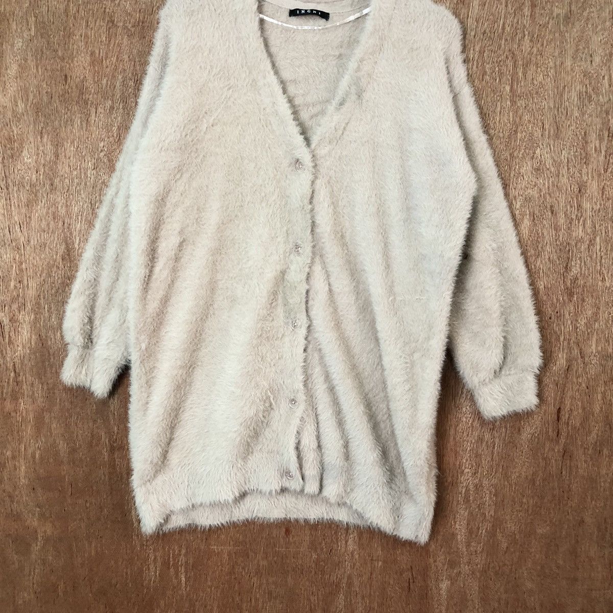 Japanese Brand Ingni Brown Shagy Shaggy soft Fur Mohair Cardigan #6435 Size US M / EU 48-50 / 2 - 3 Thumbnail