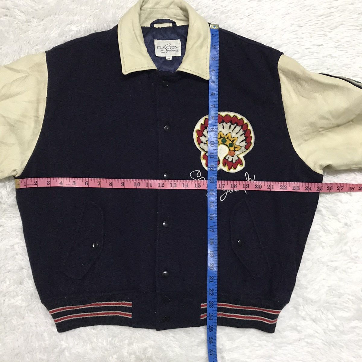 Vintage Vtg Clacton Chief Joseph Retired In Kansas Varsity Jacket Size US L / EU 52-54 / 3 - 13 Thumbnail