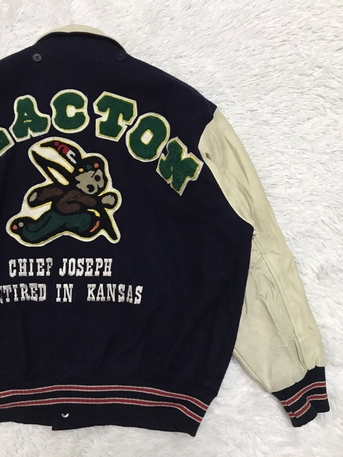 Vintage Vtg Clacton Chief Joseph Retired In Kansas Varsity Jacket Size US L / EU 52-54 / 3 - 7 Thumbnail