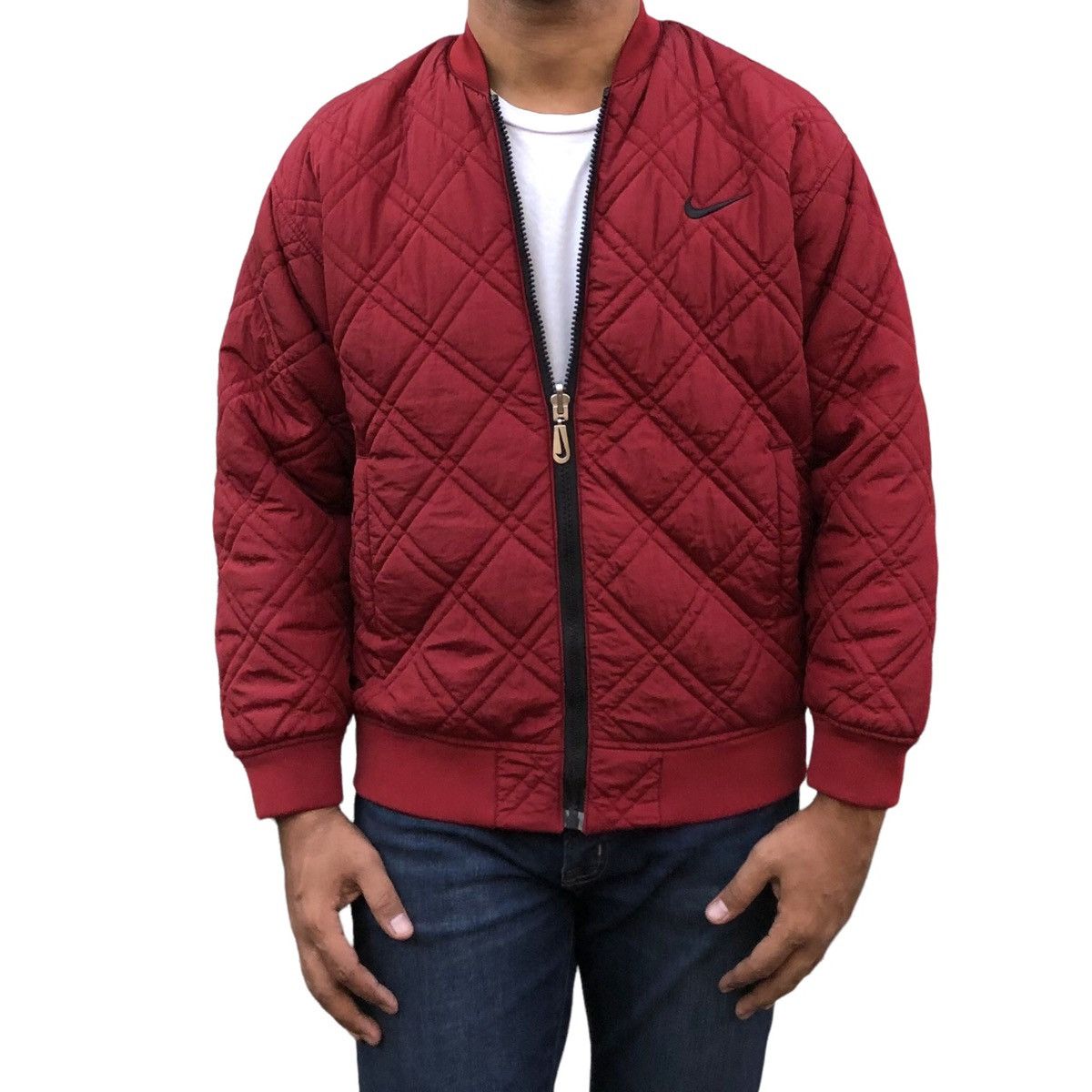 Nike 🔥Vintage 90s Big Swoosh Reversible Bomber Jacket Size US S / EU 44-46 / 1 - 2 Thumbnail