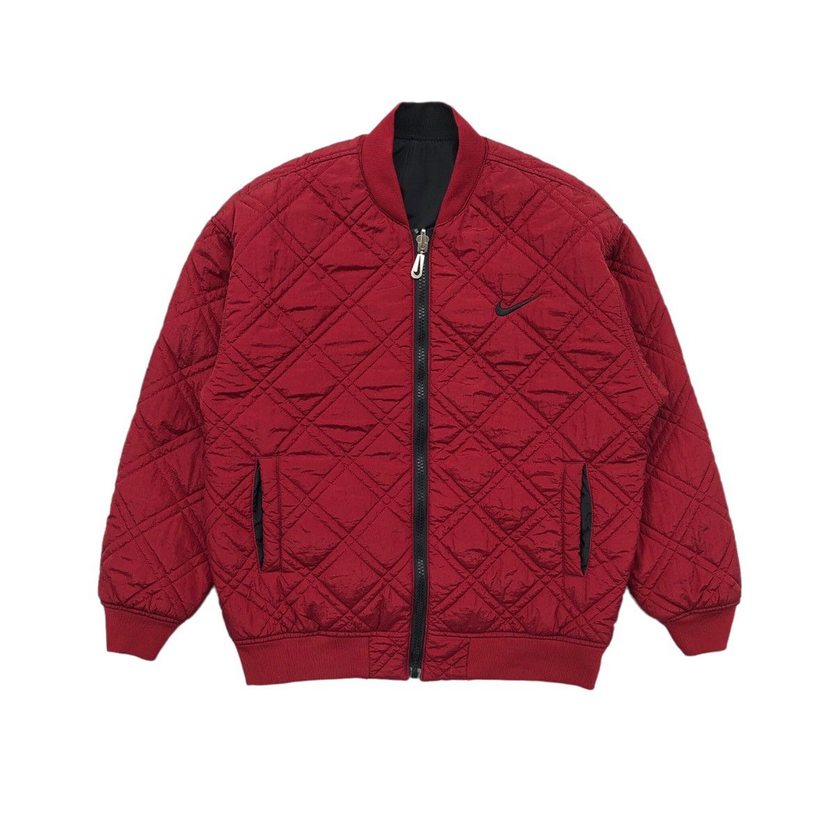 Nike 🔥Vintage 90s Big Swoosh Reversible Bomber Jacket Size US S / EU 44-46 / 1 - 11 Thumbnail