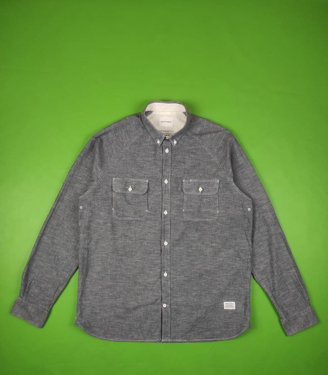 image of Norse Projects Benno Chambray Pocket Oxford Shirt in Grey, Men's (Size XL)