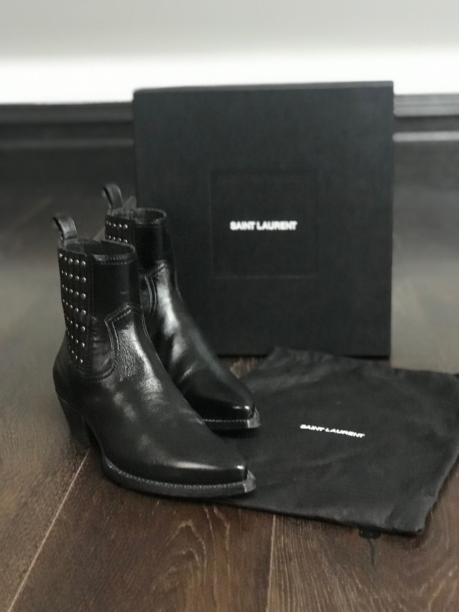 Yves Saint Laurent YSL Lukas 38.5 Black studs Lukas Boots Grailed