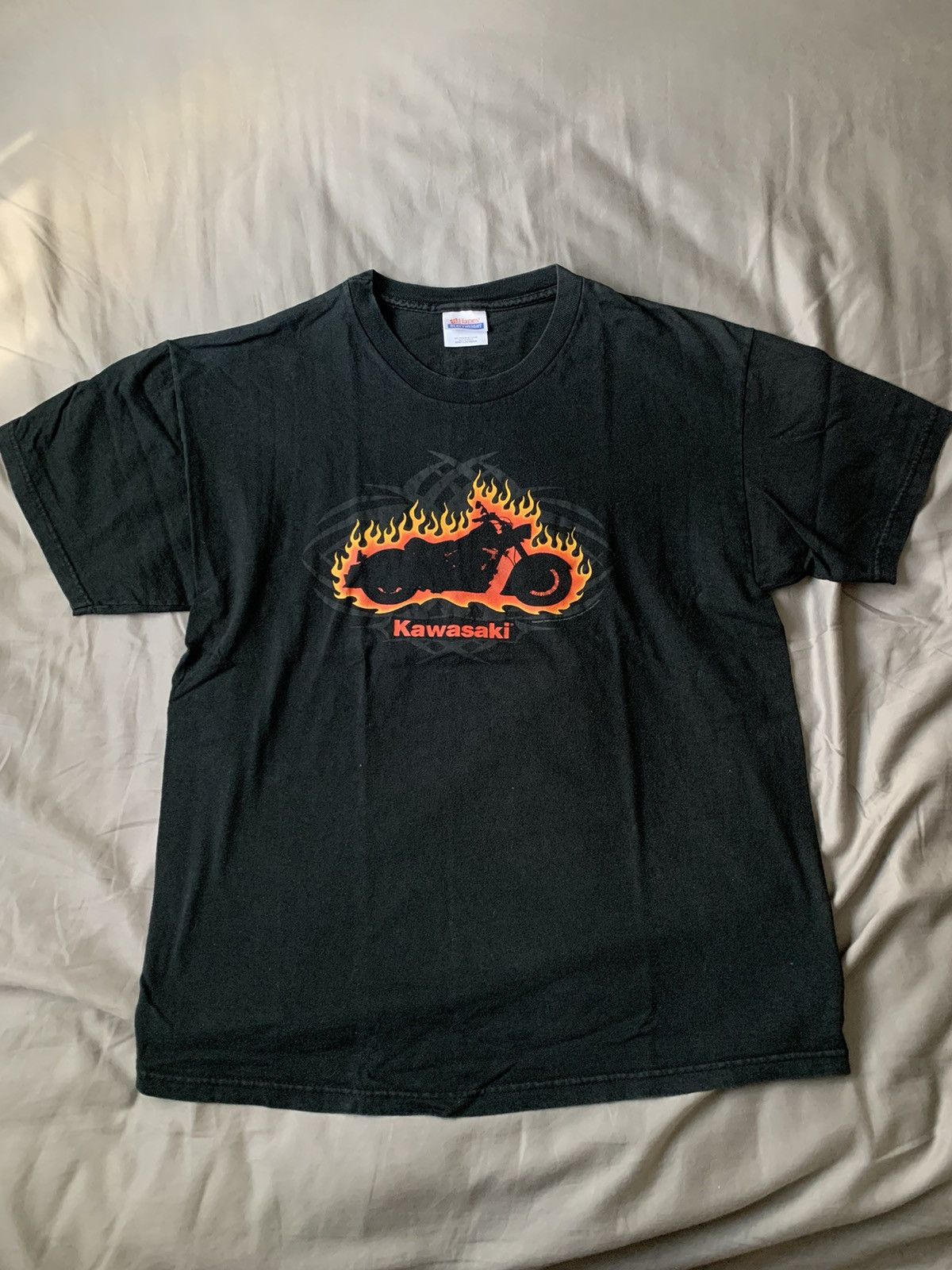 Japanese Brand × Vintage Vintage Kawasaki Chopper Motorcycle Flame Tee Akira Japan Size US L / EU 52-54 / 3 - 1 Thumbnail