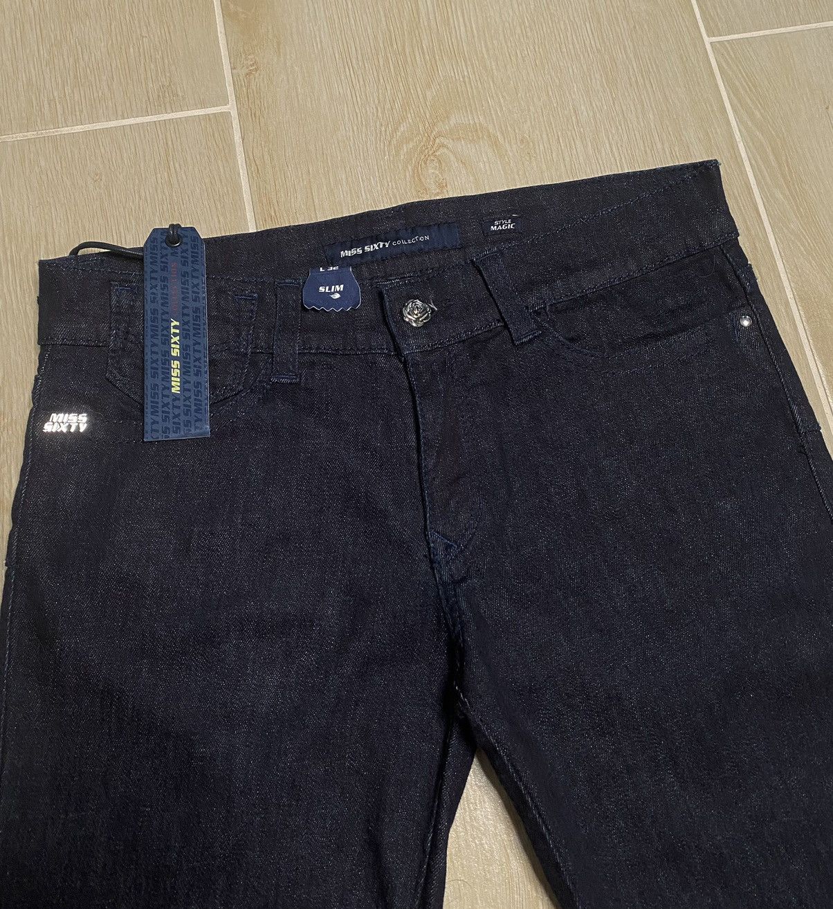 Miss Sixty Vintage New Dark Navy Low Rise Denim Jeans Miss Sixty Y2K Size 29" - 3 Thumbnail