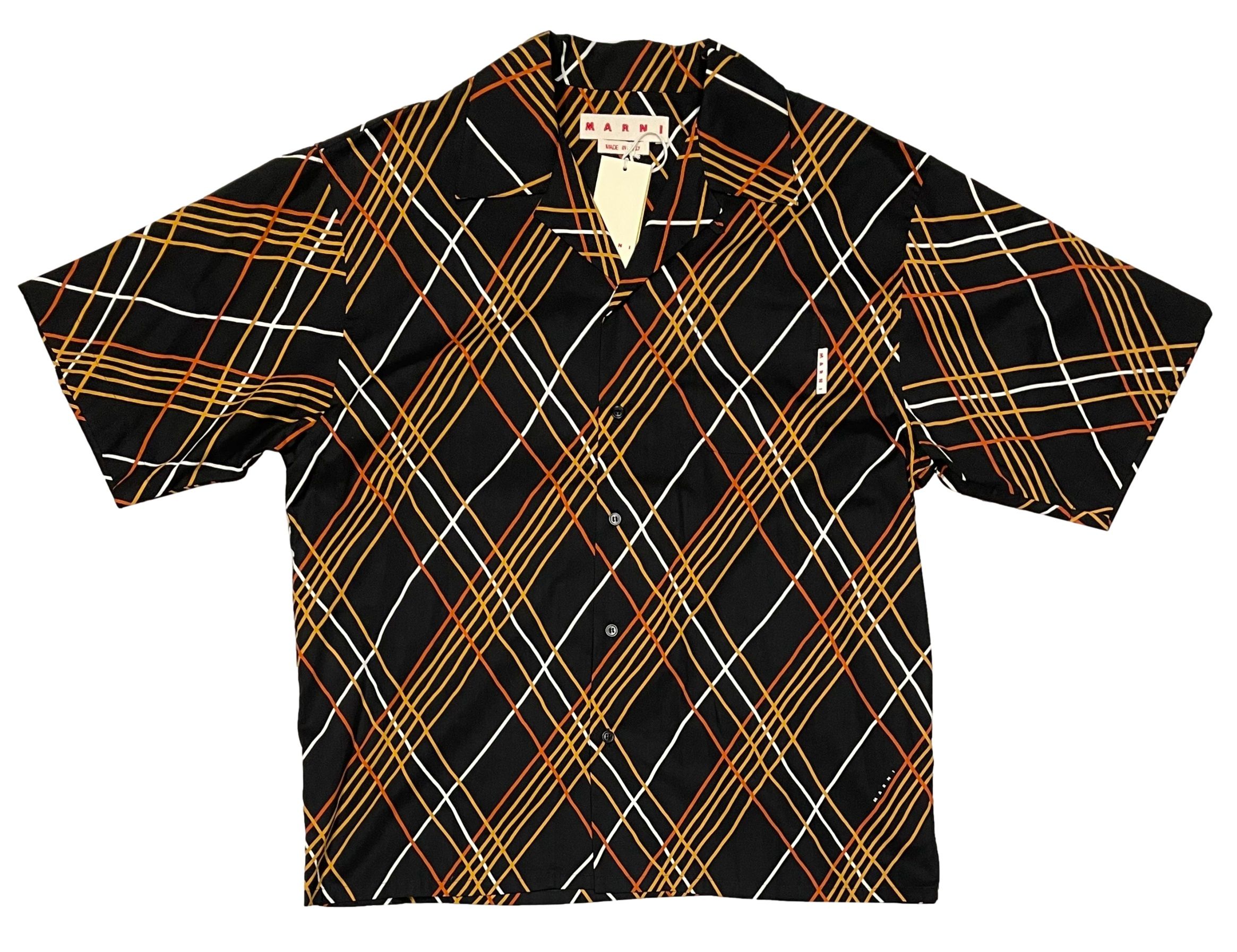 Pre-owned Marni Wild Roads Bowling Shirt Camp Collar Size 48 Medium In Black