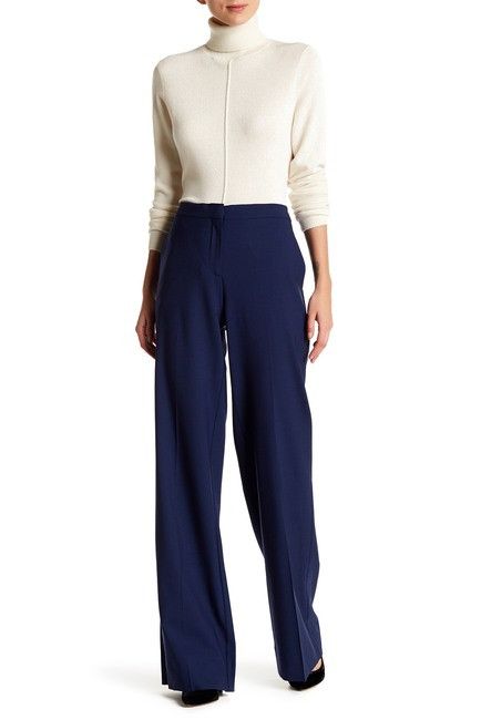 Diane von Furstenberg DIANE VON FURSTENBERG Katara blue wool flare pants trousers Size 27" / US 4 / IT 40 - 1 Thumbnail