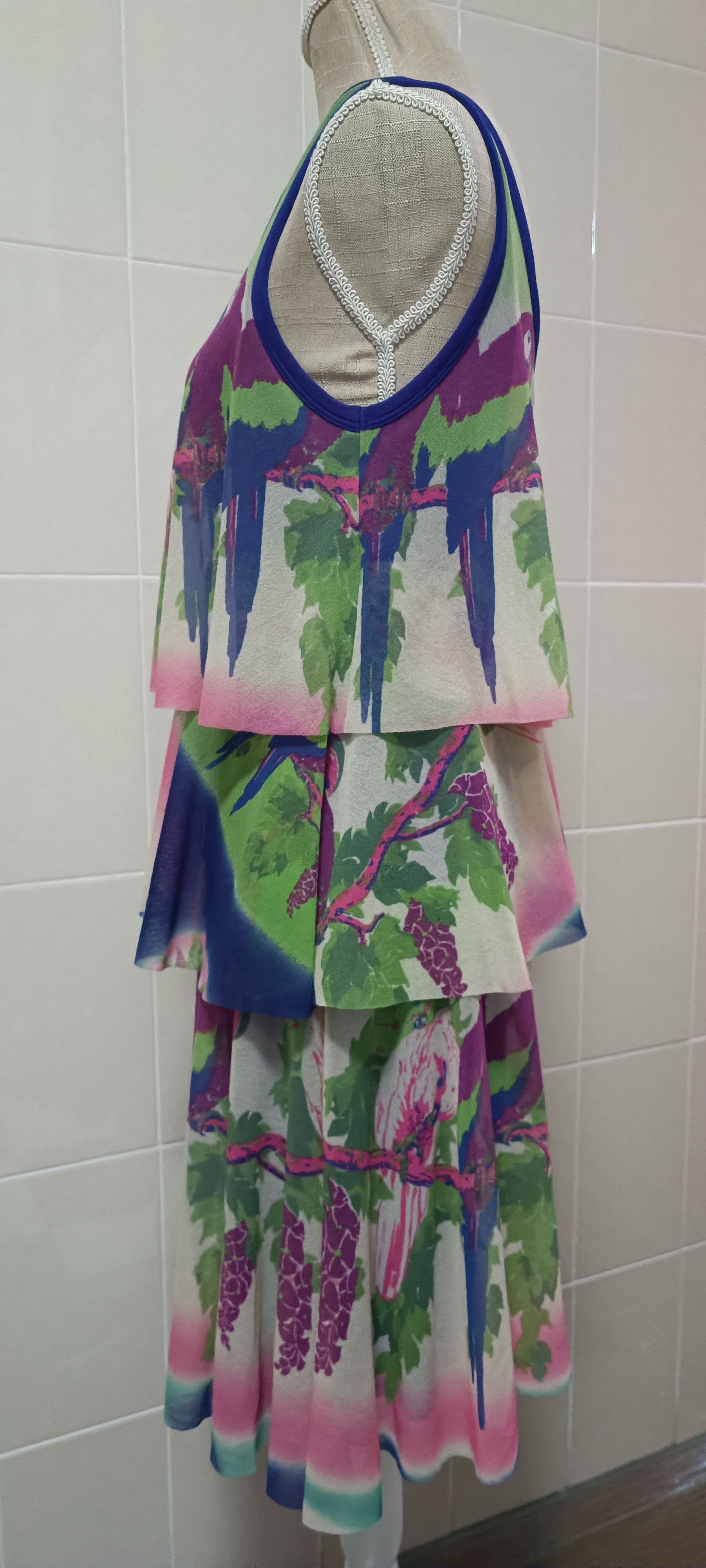 Jean Paul Gaultier Parrots / tie-dye nylon mesh midi dress Size M / US 6-8 / IT 42-44 - 16 Thumbnail