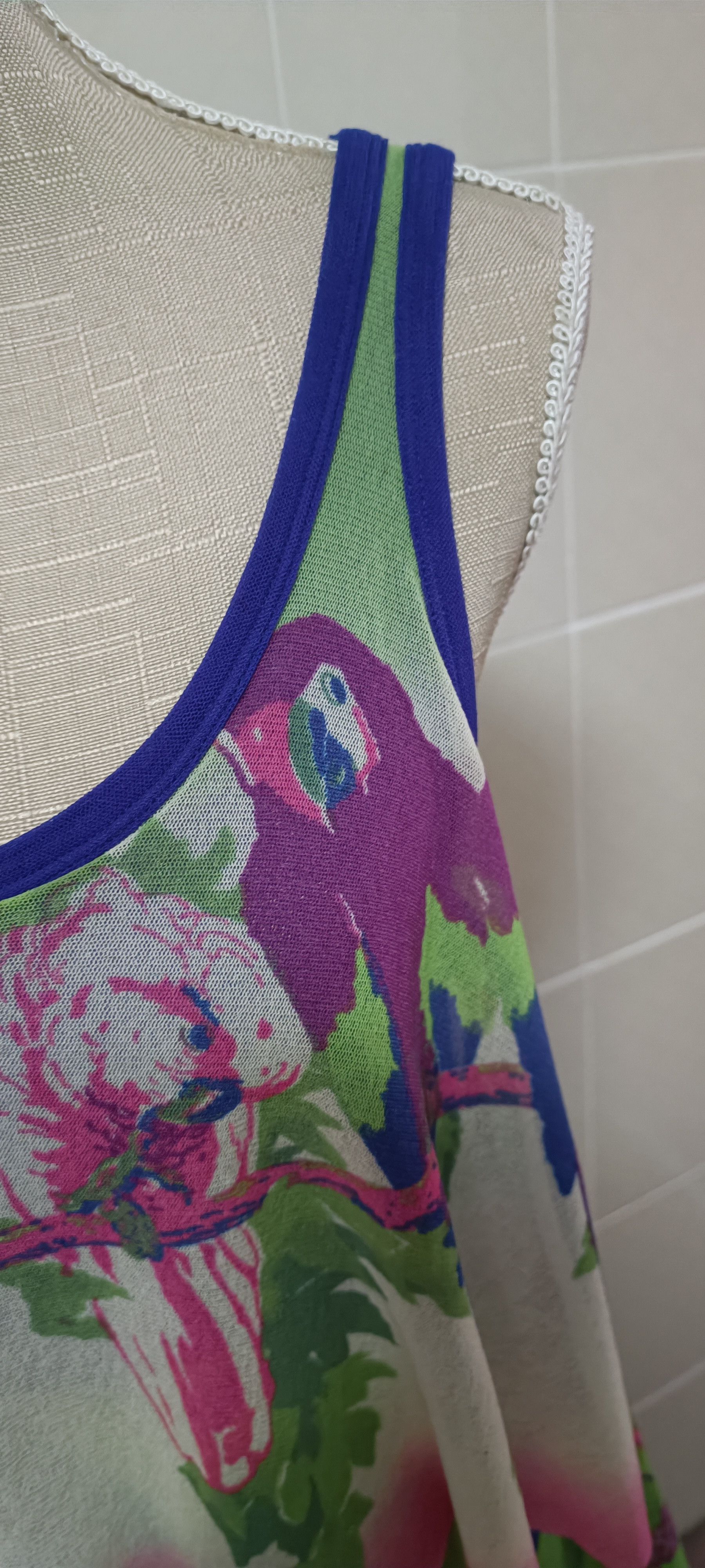 Jean Paul Gaultier Parrots / tie-dye nylon mesh midi dress Size M / US 6-8 / IT 42-44 - 4 Thumbnail