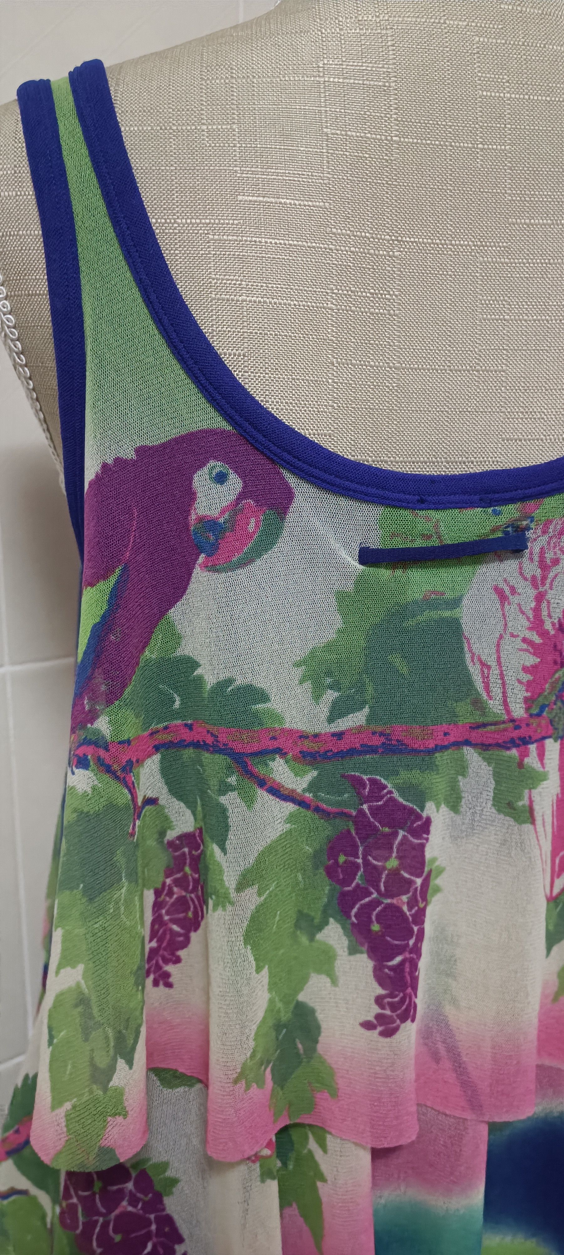 Jean Paul Gaultier Parrots / tie-dye nylon mesh midi dress Size M / US 6-8 / IT 42-44 - 19 Thumbnail
