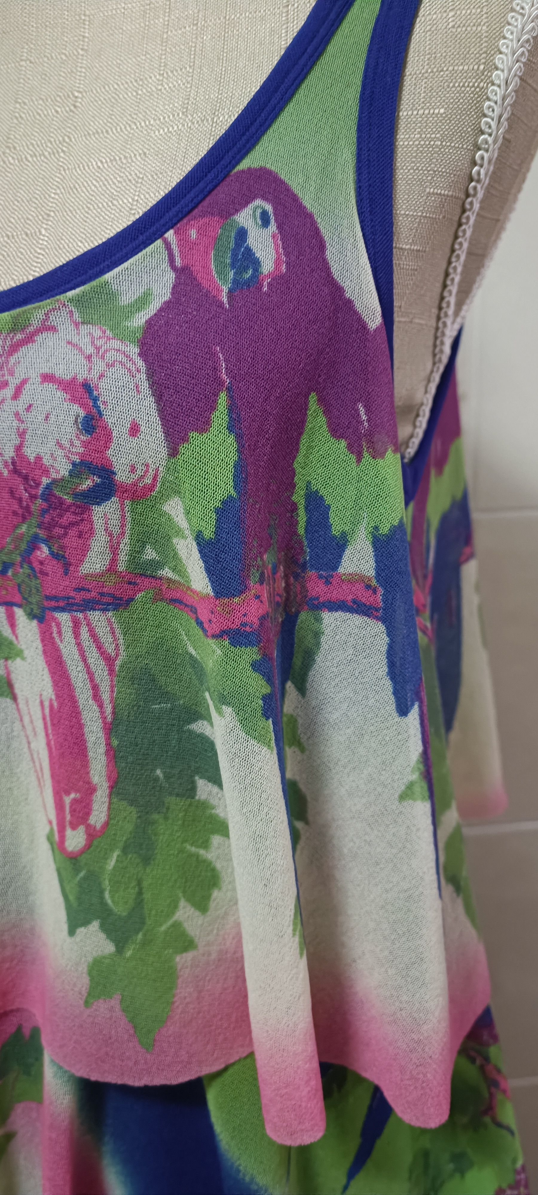 Jean Paul Gaultier Parrots / tie-dye nylon mesh midi dress Size M / US 6-8 / IT 42-44 - 2 Thumbnail