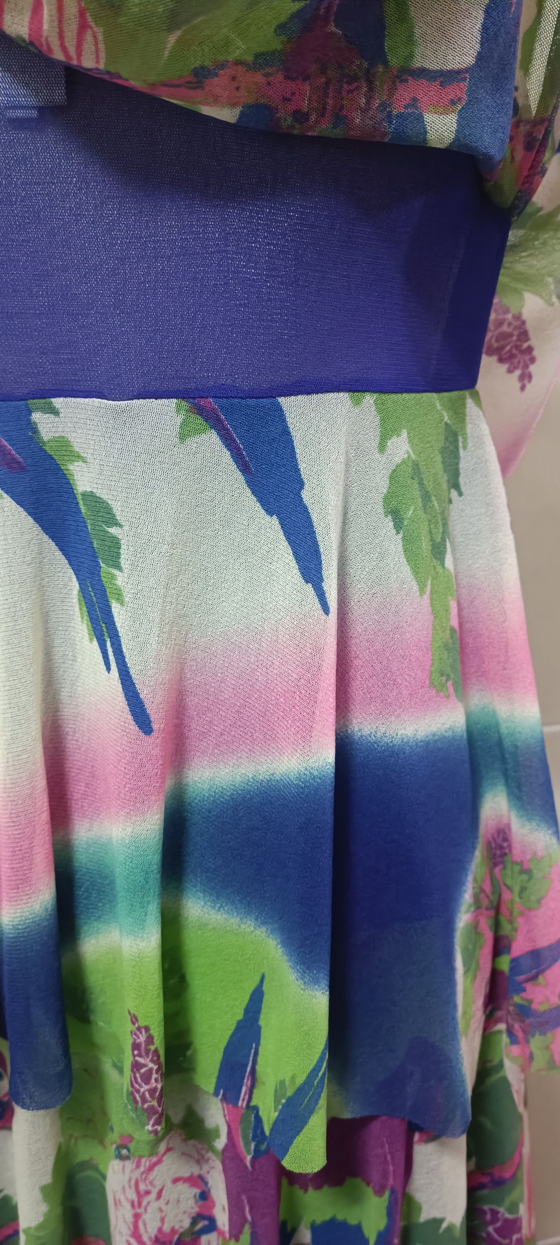 Jean Paul Gaultier Parrots / tie-dye nylon mesh midi dress Size M / US 6-8 / IT 42-44 - 22 Thumbnail
