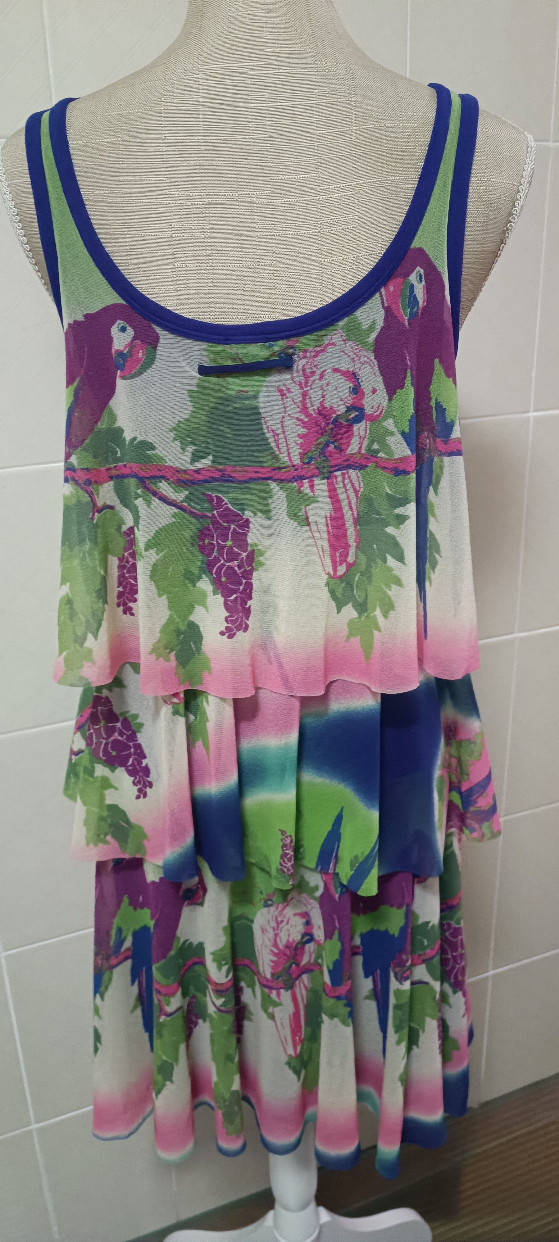 Jean Paul Gaultier Parrots / tie-dye nylon mesh midi dress Size M / US 6-8 / IT 42-44 - 18 Thumbnail