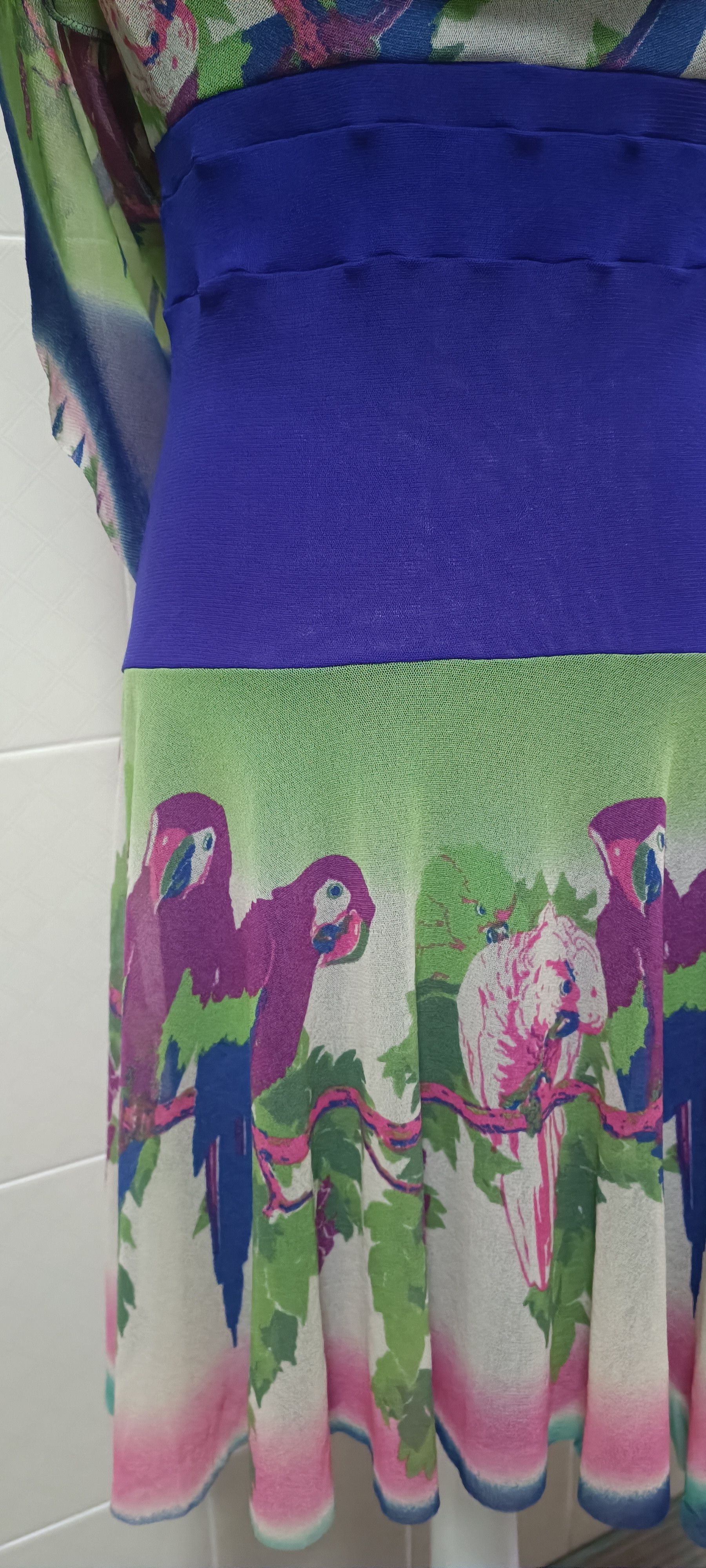 Jean Paul Gaultier Parrots / tie-dye nylon mesh midi dress Size M / US 6-8 / IT 42-44 - 23 Thumbnail