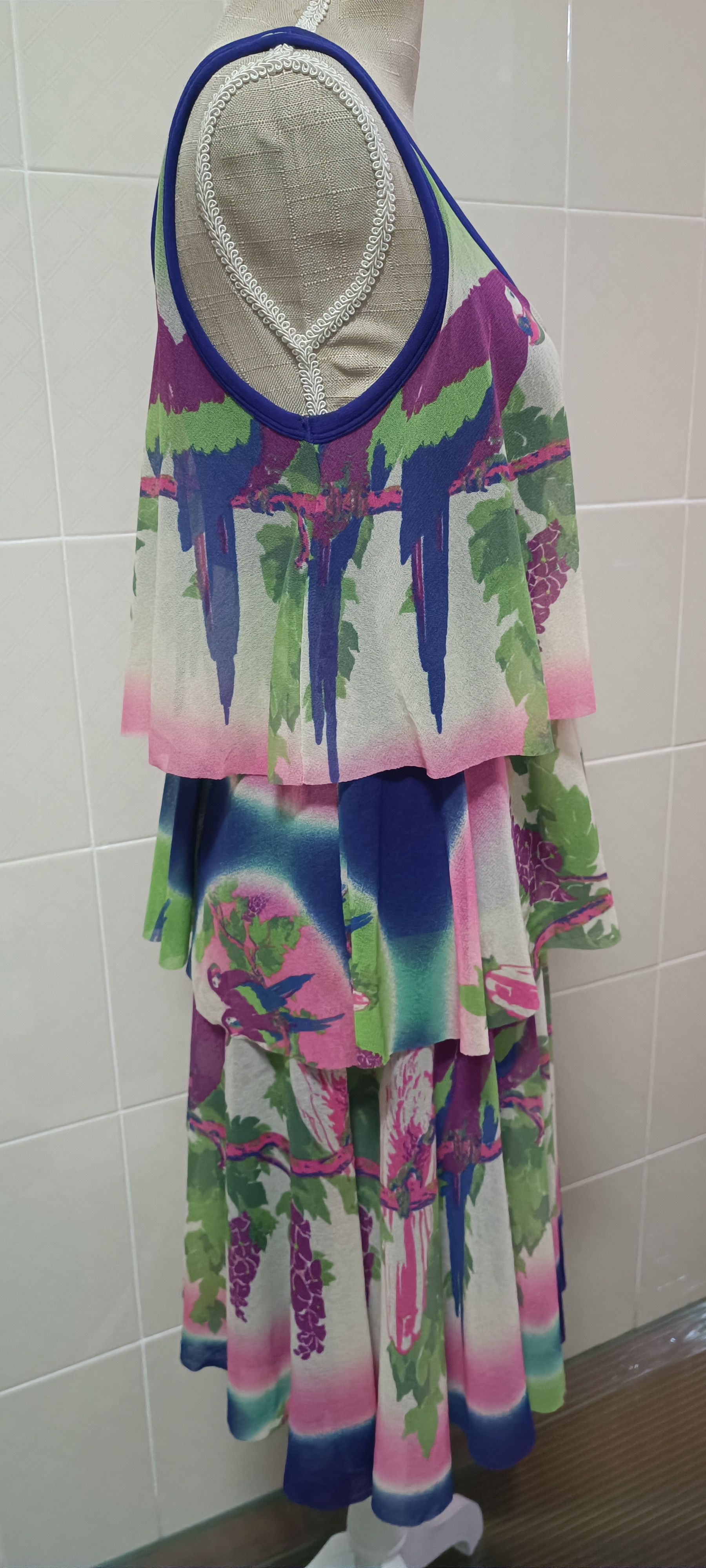 Jean Paul Gaultier Parrots / tie-dye nylon mesh midi dress Size M / US 6-8 / IT 42-44 - 17 Thumbnail