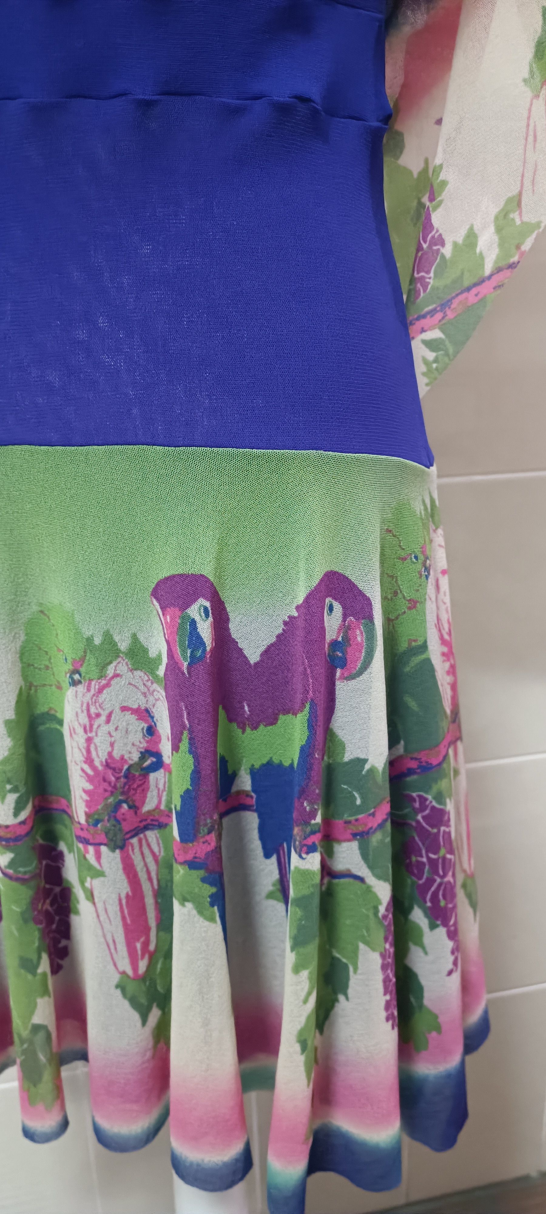 Jean Paul Gaultier Parrots / tie-dye nylon mesh midi dress Size M / US 6-8 / IT 42-44 - 24 Thumbnail