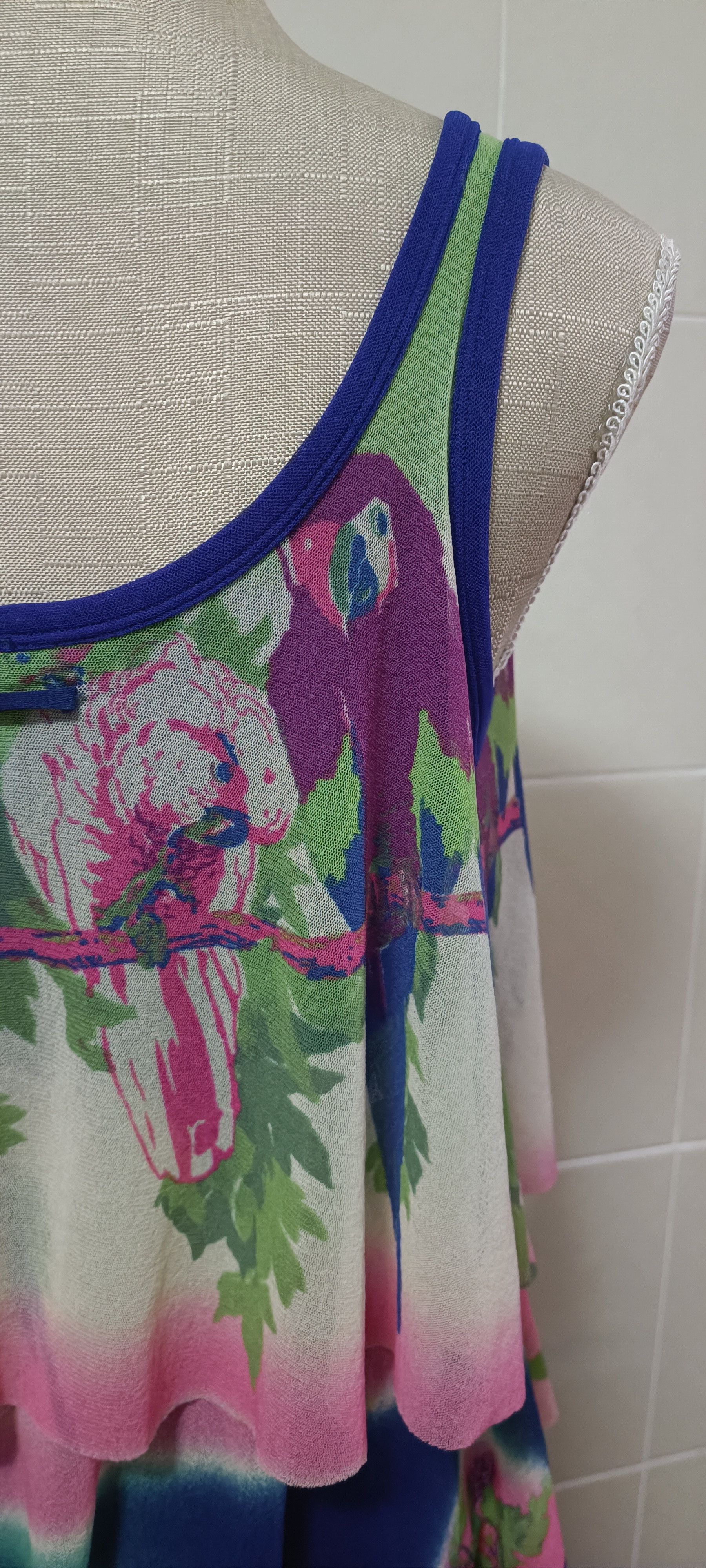 Jean Paul Gaultier Parrots / tie-dye nylon mesh midi dress Size M / US 6-8 / IT 42-44 - 20 Thumbnail