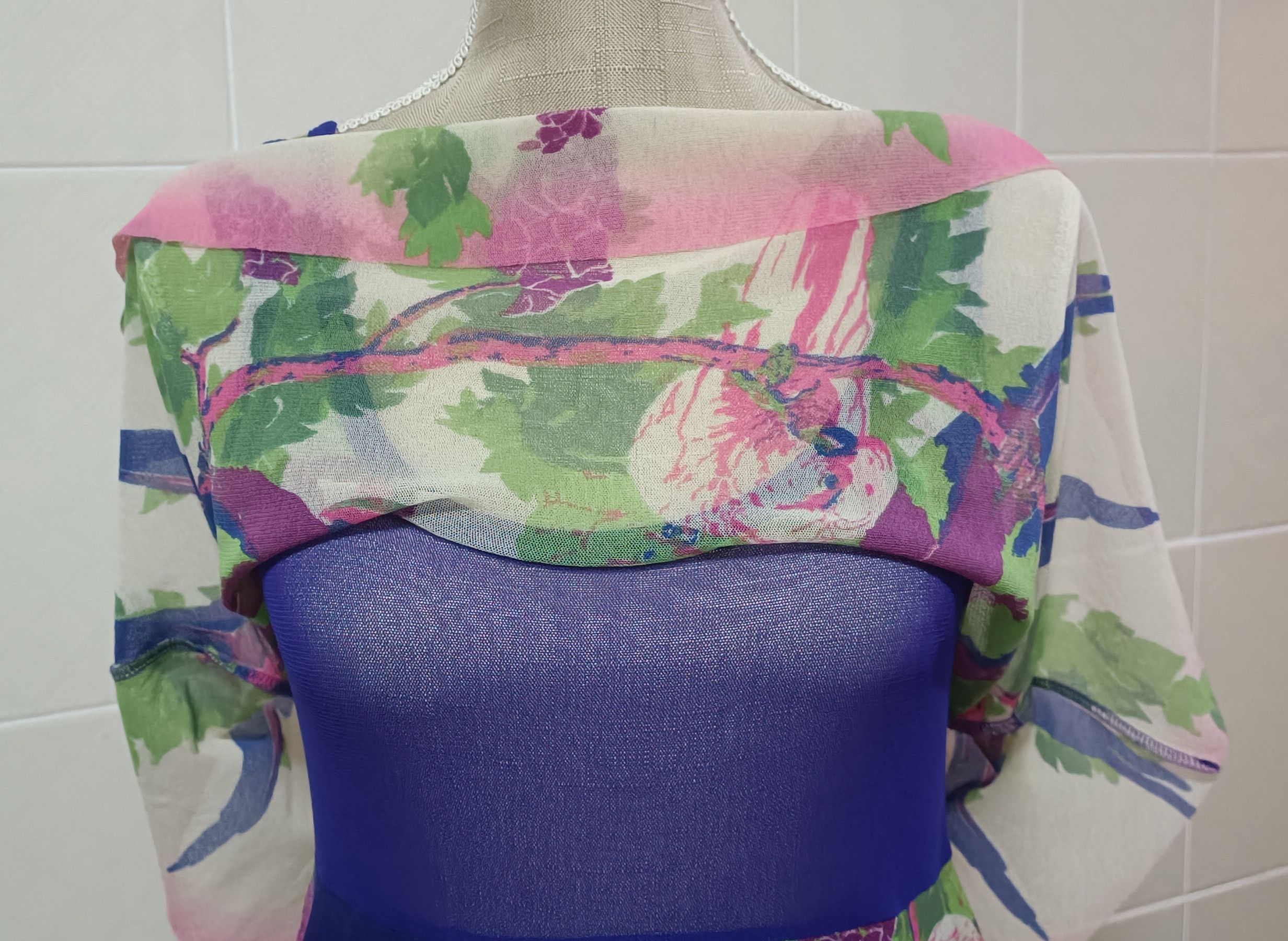 Jean Paul Gaultier Parrots / tie-dye nylon mesh midi dress Size M / US 6-8 / IT 42-44 - 6 Thumbnail