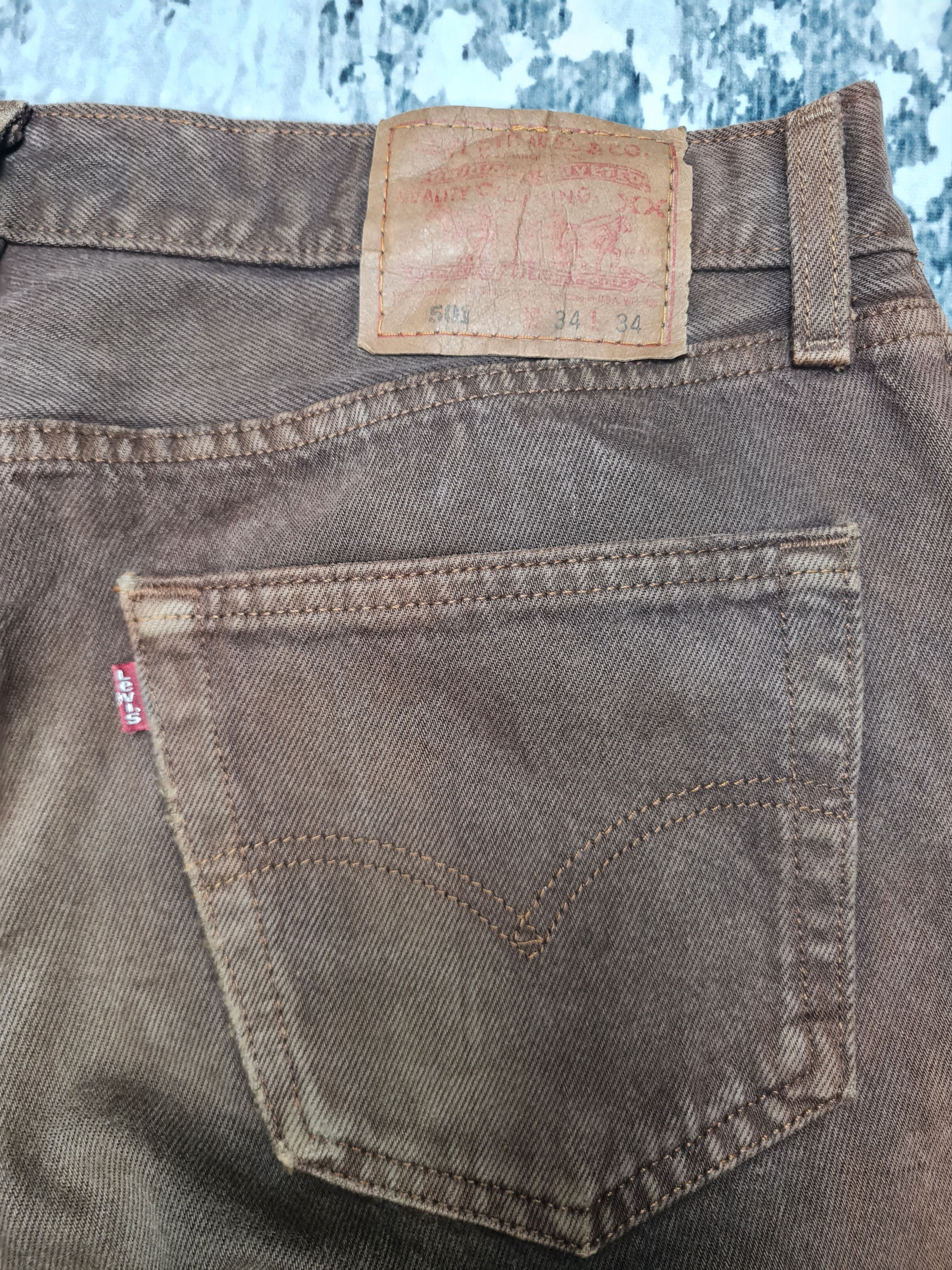 Levi's Vtg LEVIS 501 Light Wash Distressed Brown 34X34 Jeans L0248 Size US 34 / EU 50 - 6 Thumbnail