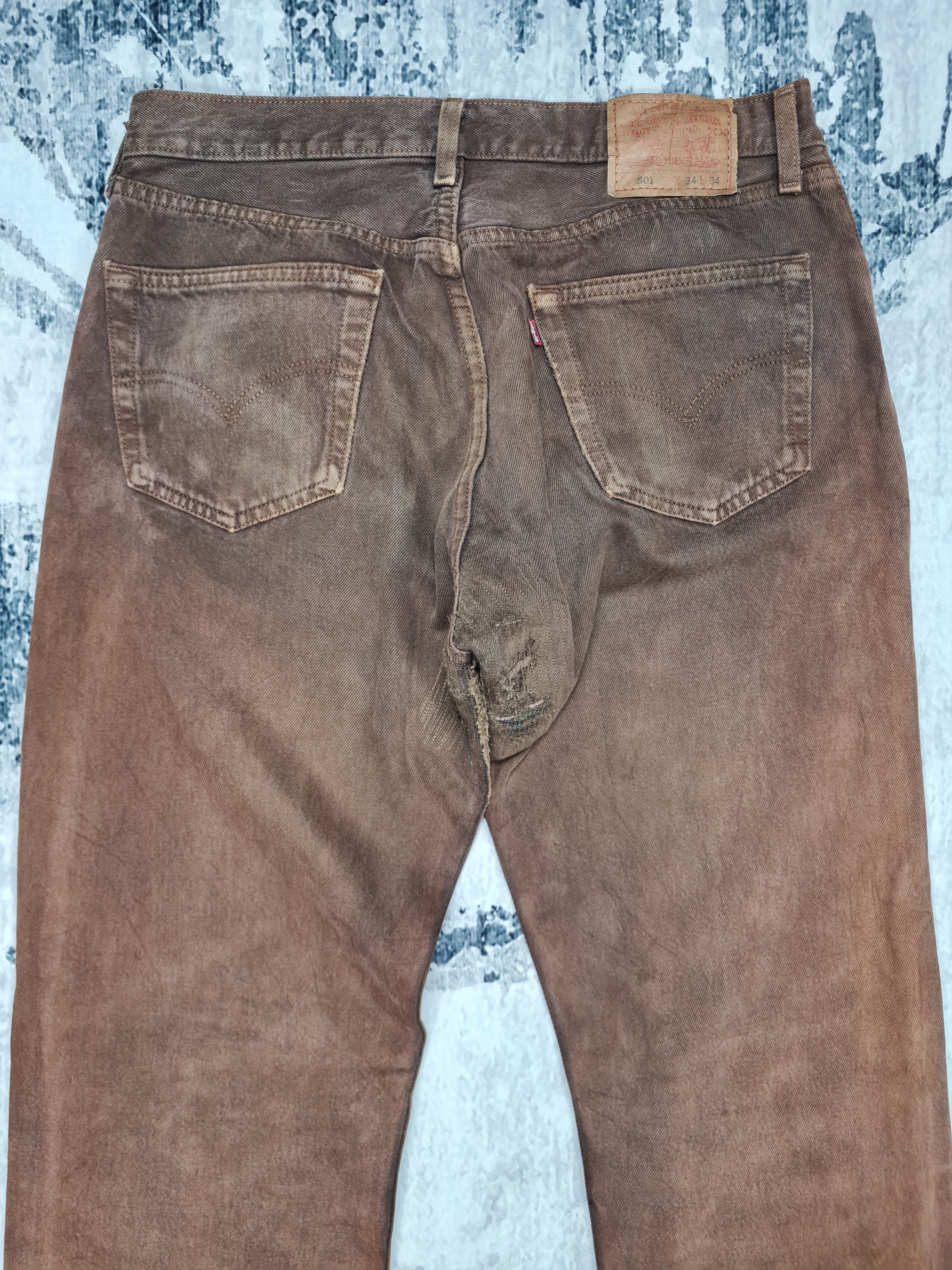 Levi's Vtg LEVIS 501 Light Wash Distressed Brown 34X34 Jeans L0248 Size US 34 / EU 50 - 5 Thumbnail