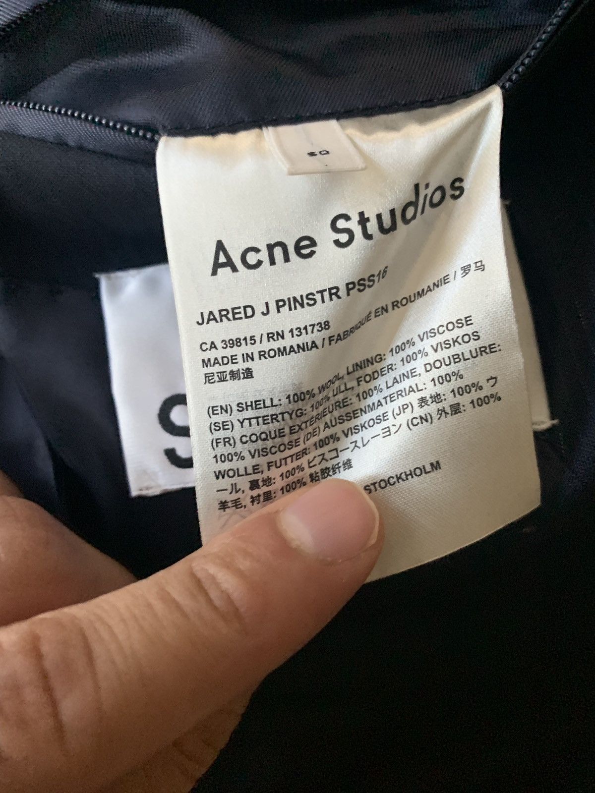Acne Studios Jared J Pinstripe Blazer in Navy Size 40R - 9 Thumbnail