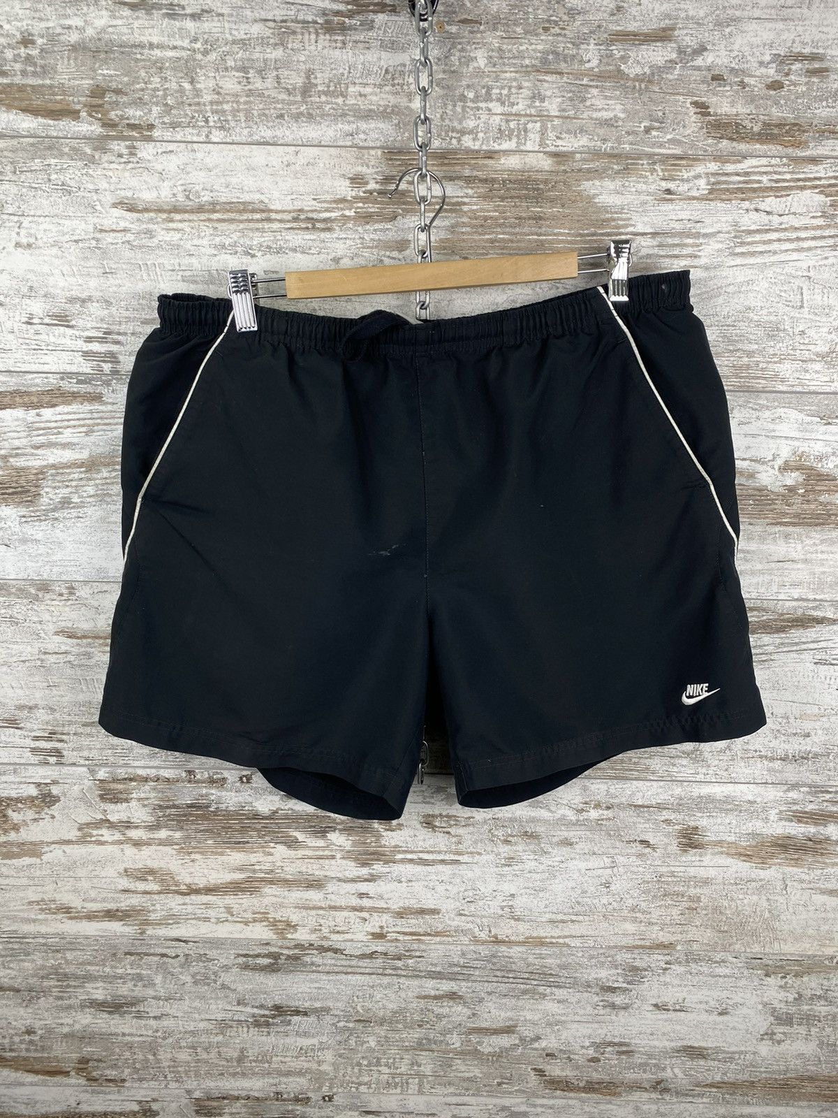 Nike × Vintage Mens Vintage Nike Swoosh Shorts streetwear y2k rare drill Size US 36 / EU 52 - 2 Thumbnail