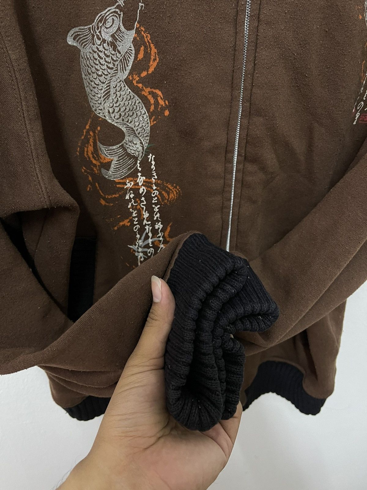 Japanese Brand × Vintage Vintage Sukajan Fish Koi Zip Up Sweater Size US M / EU 48-50 / 2 - 5 Thumbnail