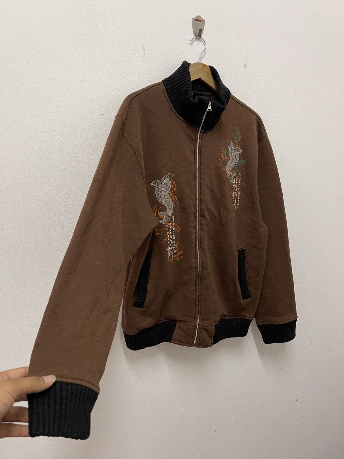 Japanese Brand × Vintage Vintage Sukajan Fish Koi Zip Up Sweater Size US M / EU 48-50 / 2 - 6 Thumbnail