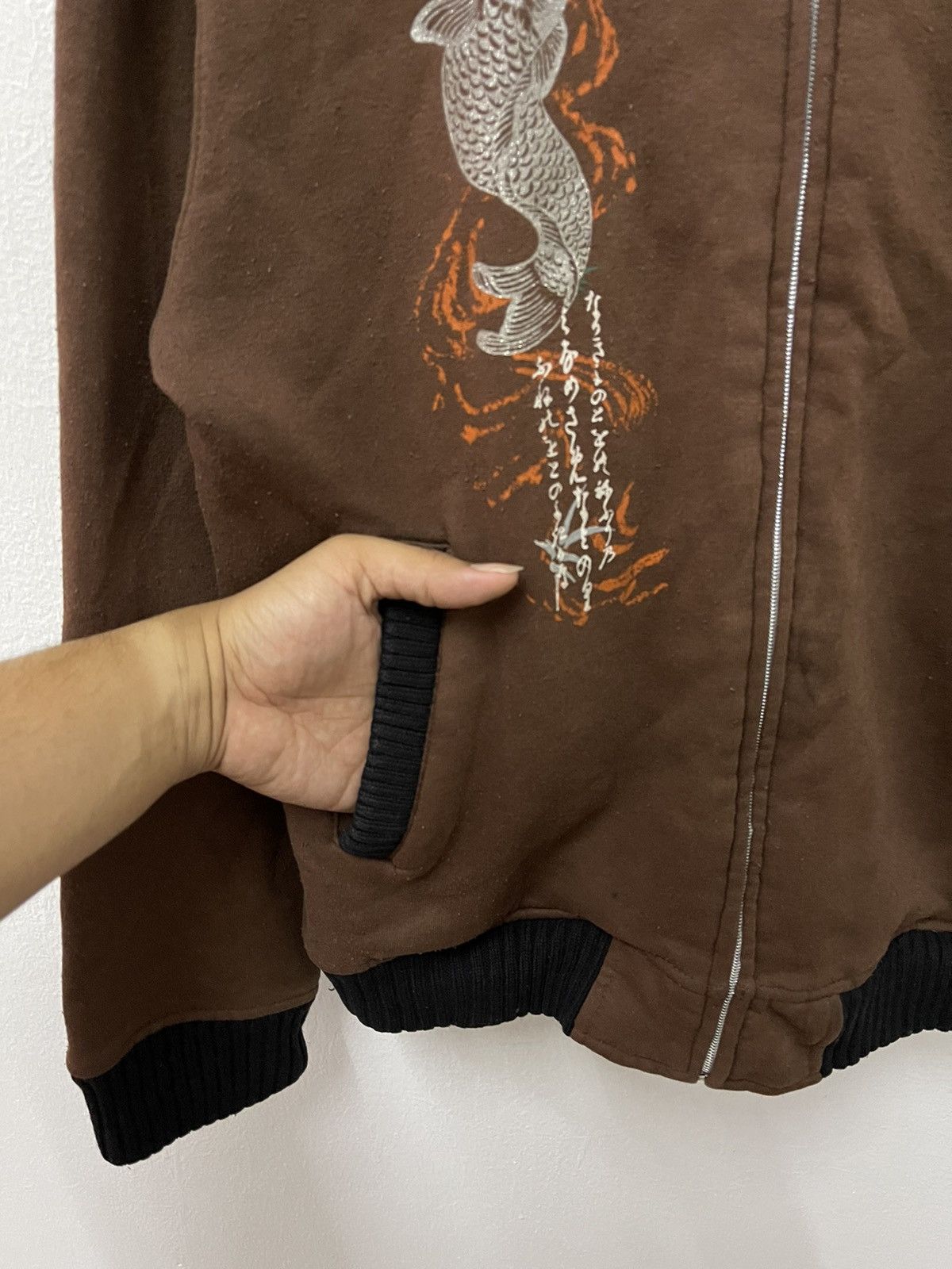 Japanese Brand × Vintage Vintage Sukajan Fish Koi Zip Up Sweater Size US M / EU 48-50 / 2 - 4 Thumbnail