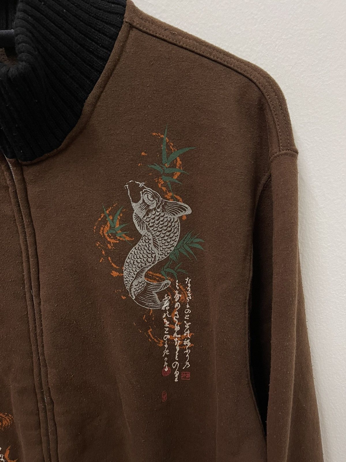 Japanese Brand × Vintage Vintage Sukajan Fish Koi Zip Up Sweater Size US M / EU 48-50 / 2 - 3 Thumbnail